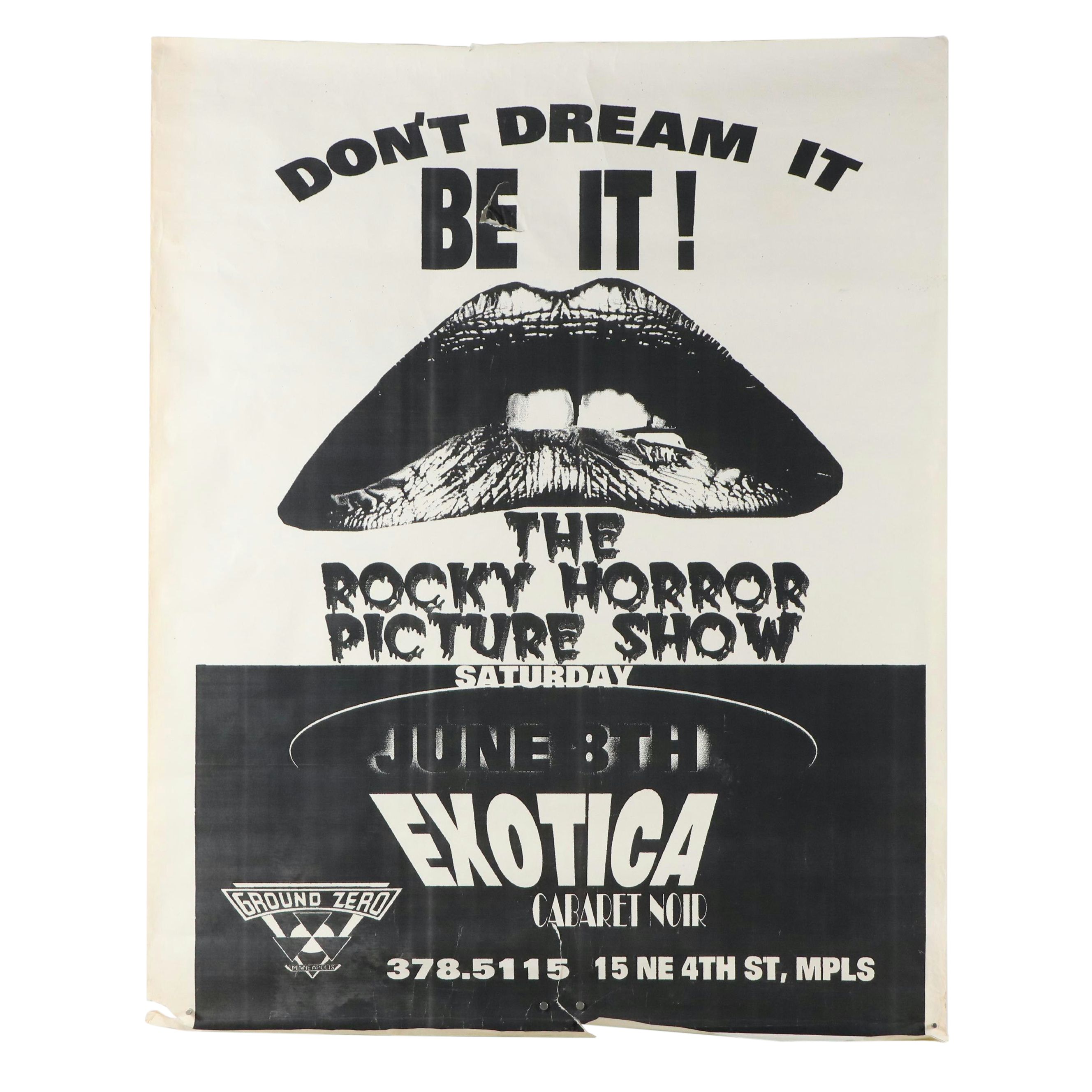 Ground Zero Cabaret Noir Poster for "The Rocky Horror Picture Show"