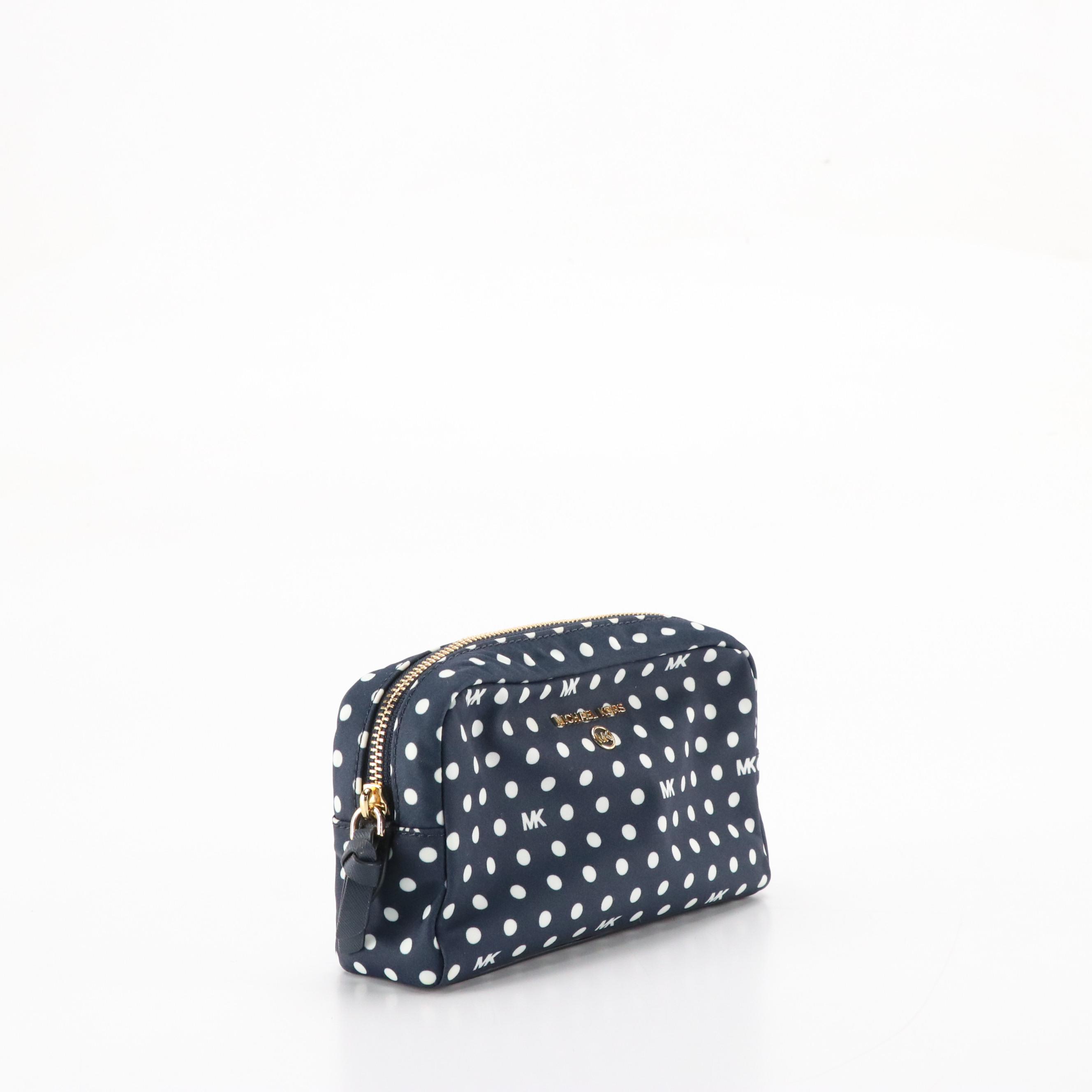 Michael Kors Denim "Scarlett" East West Satchel & Polka-Dot Nylon Zip Pouch