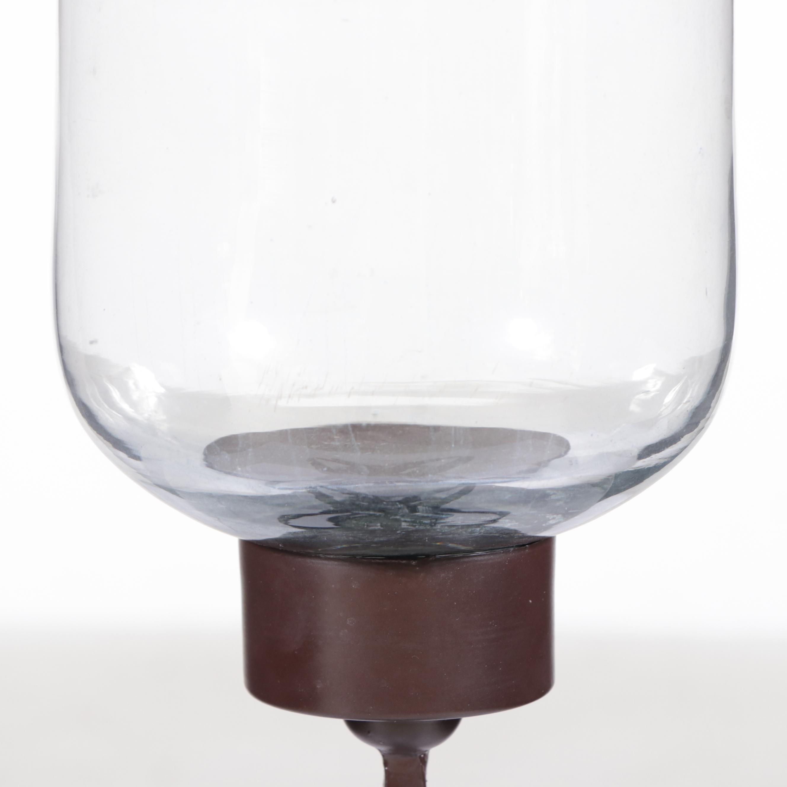 Scrolled Metal Floor Candle Hurricane