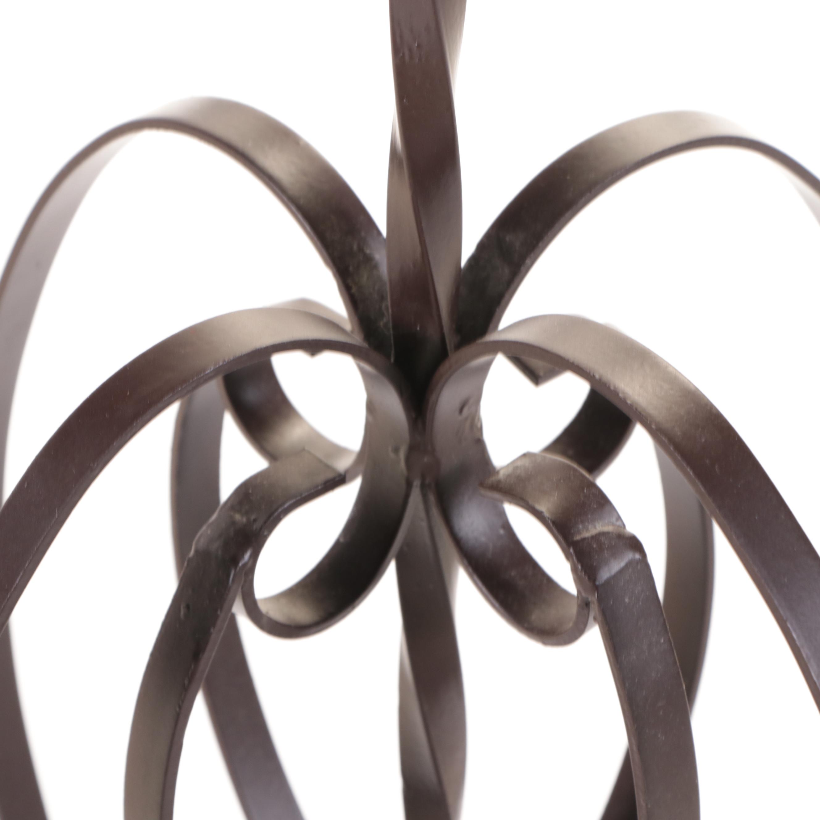 Scrolled Metal Floor Candle Hurricane