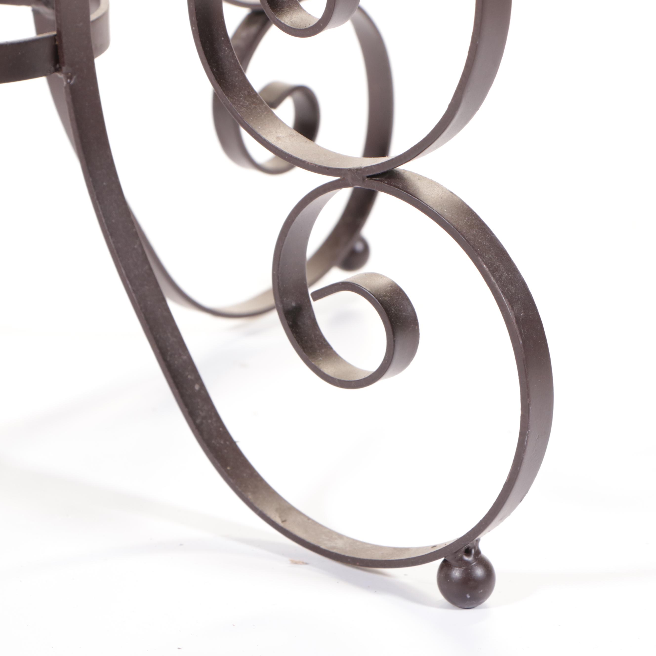 Scrolled Metal Floor Candle Hurricane