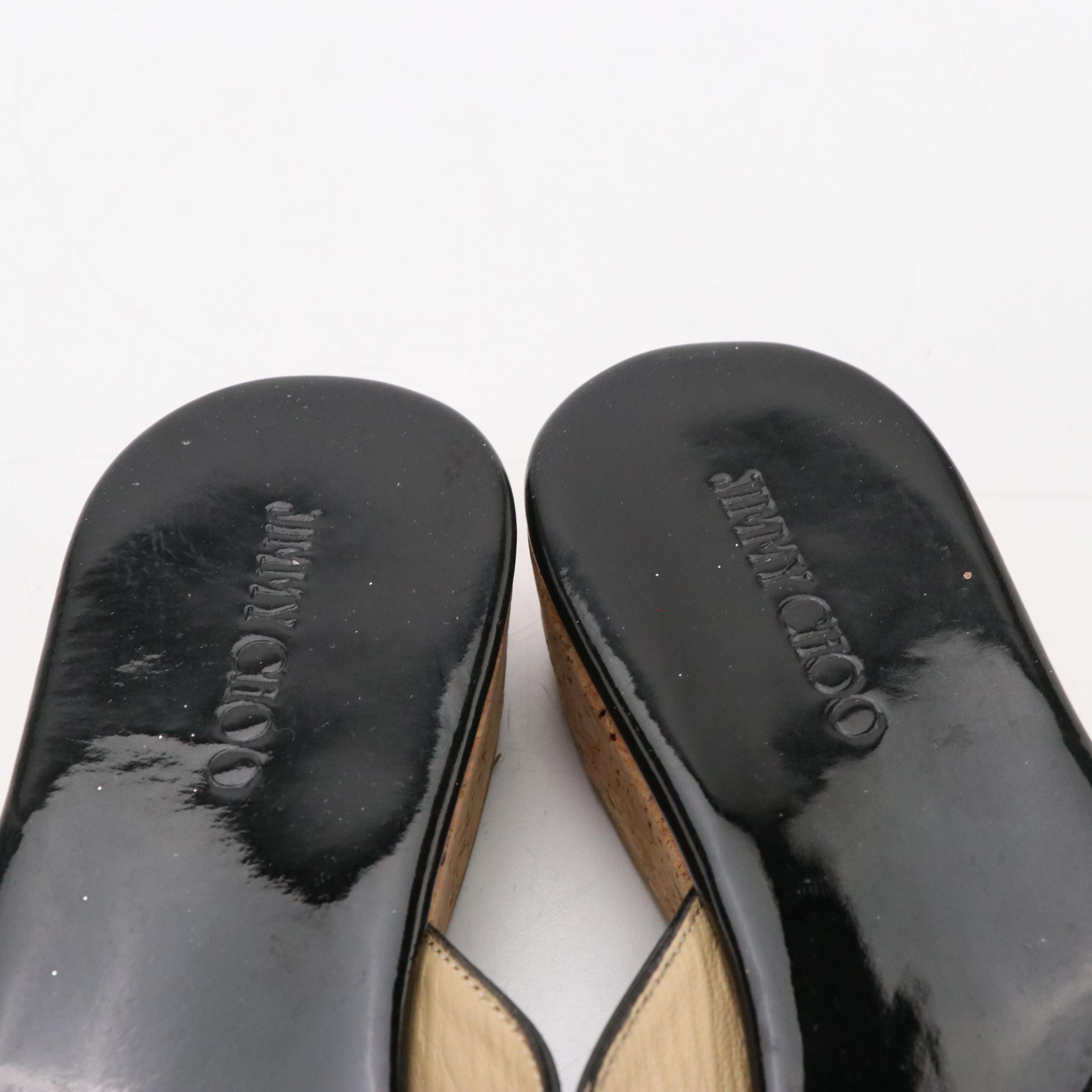 Jimmy Choo Pence Flip-Flop Sandals in Patent Leather and Cork