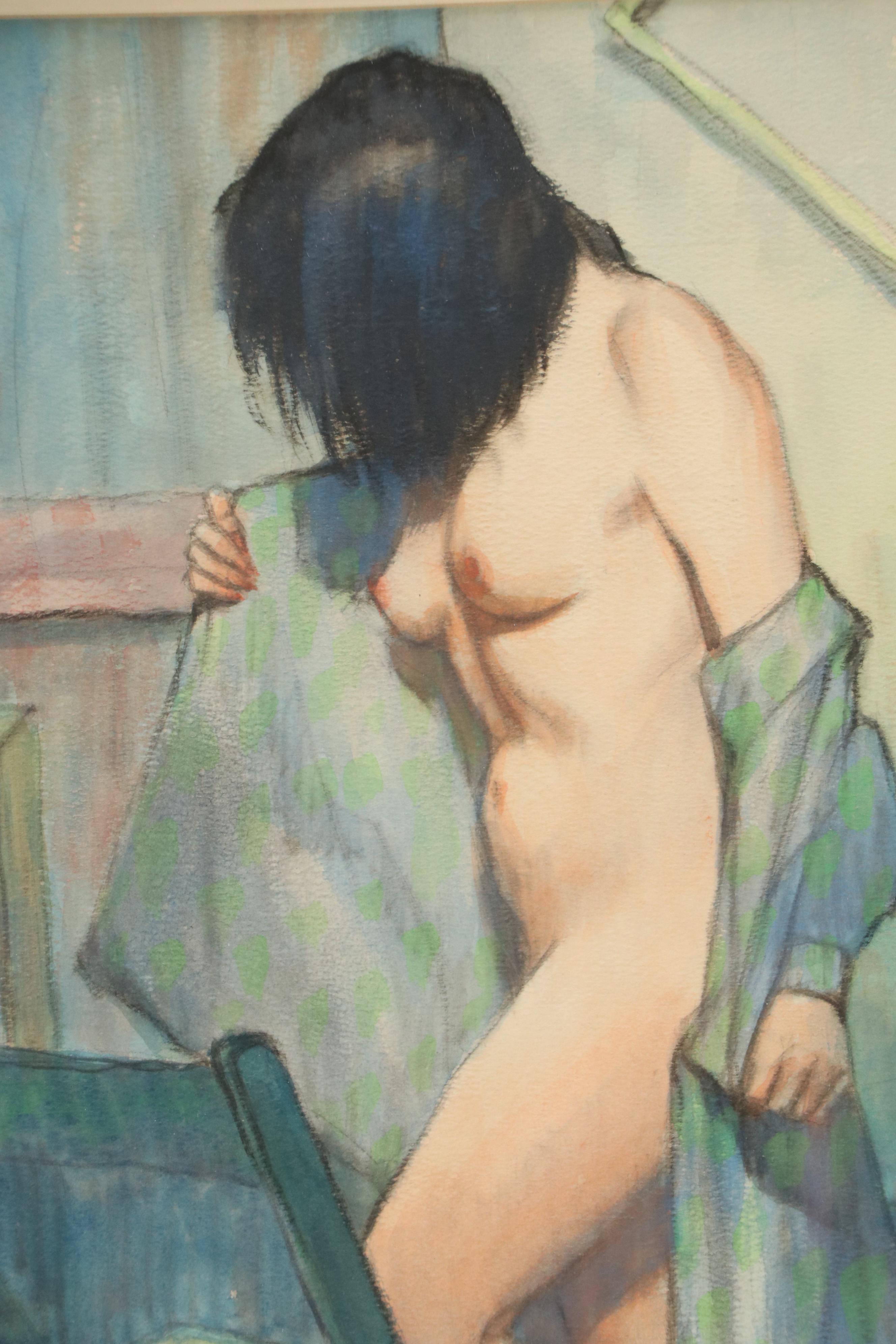 Cortland Butterfield Watercolor Painting of Female Nude, 20th Century