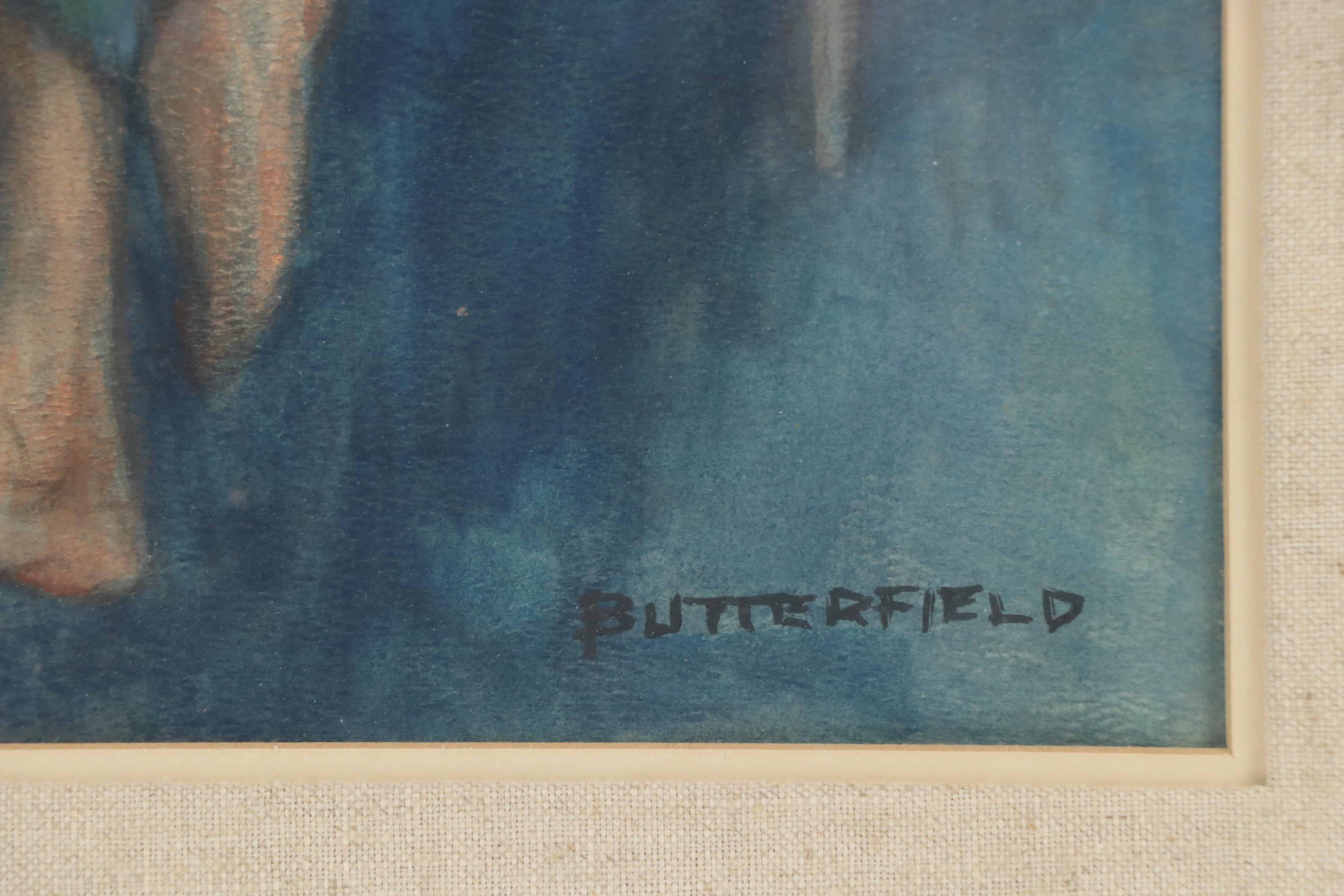 Cortland Butterfield Watercolor Painting of Female Nude, 20th Century