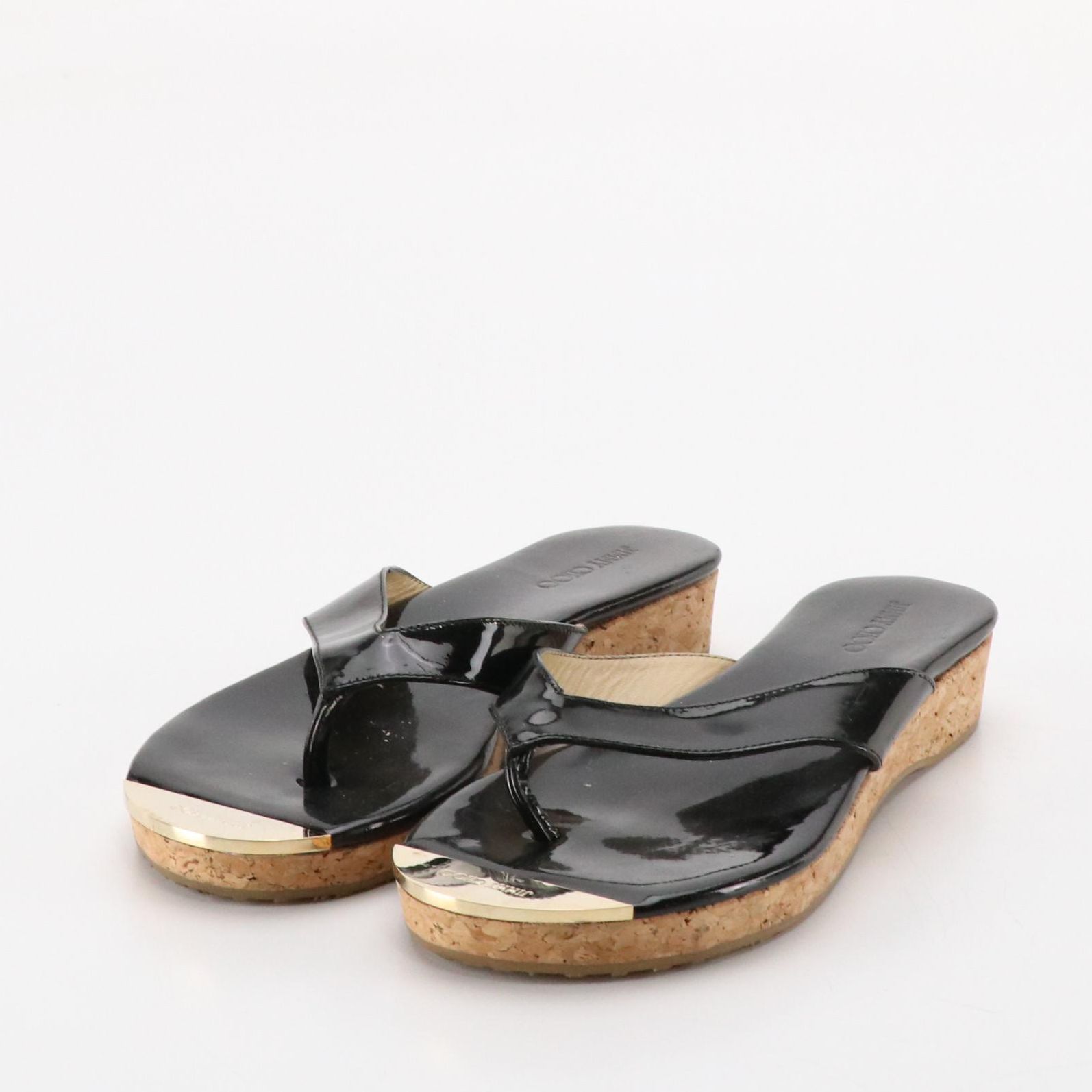 Jimmy Choo Pence Flip-Flop Sandals in Patent Leather and Cork