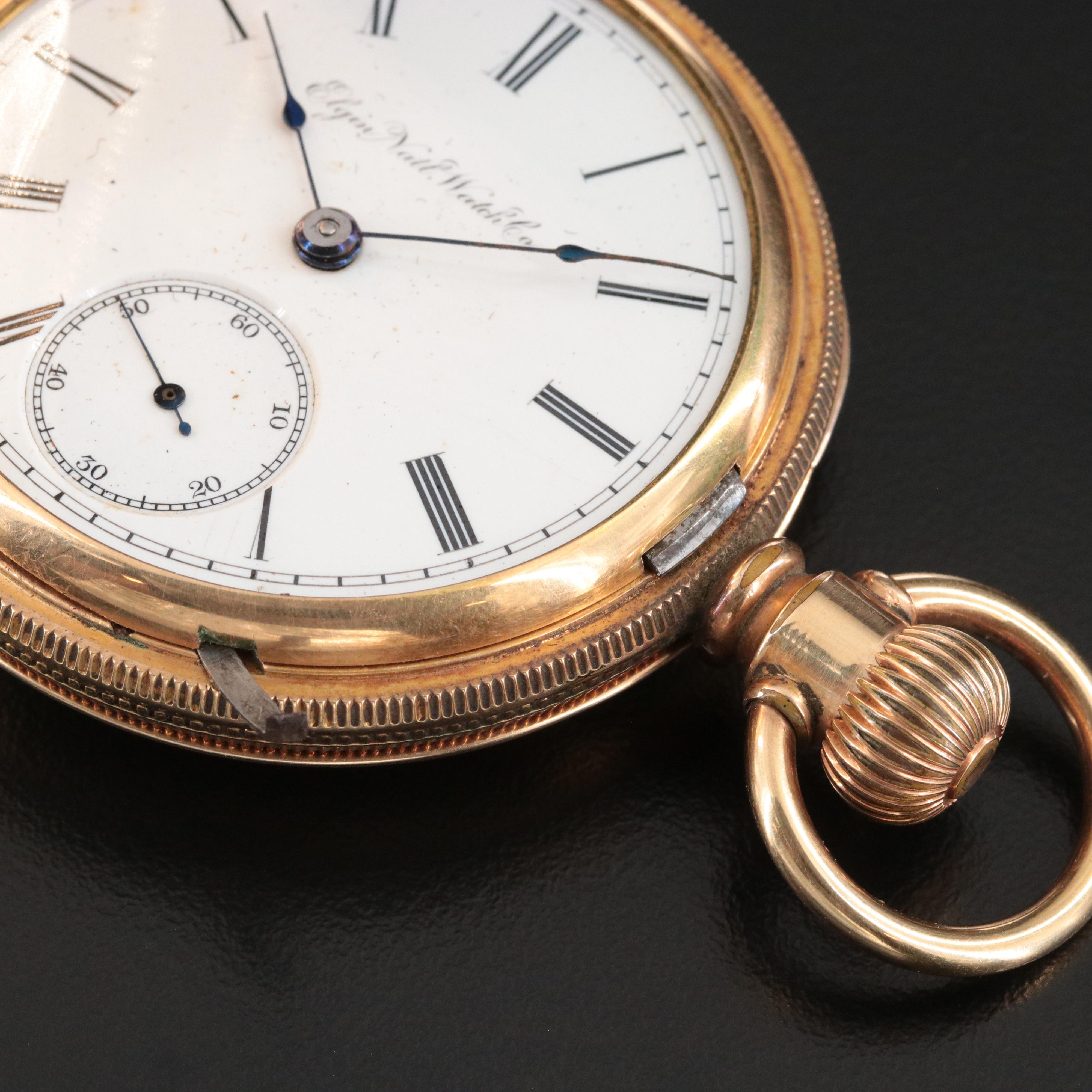 Elgin Gold-Filled Ornate Pocket Watch