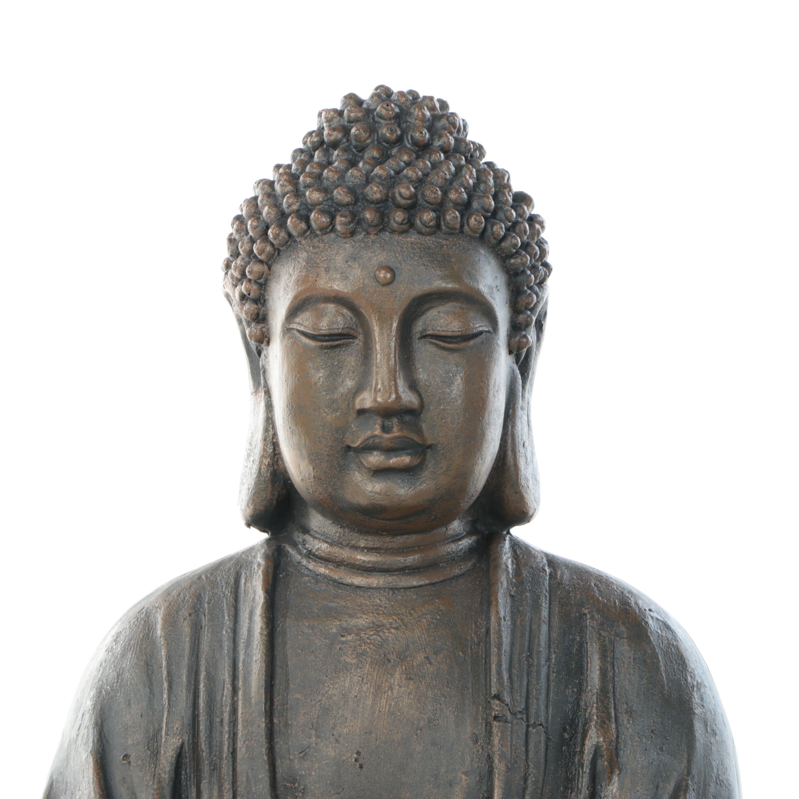 Amitabha Buddha Statue with Pagoda Style Lanterns and Lights