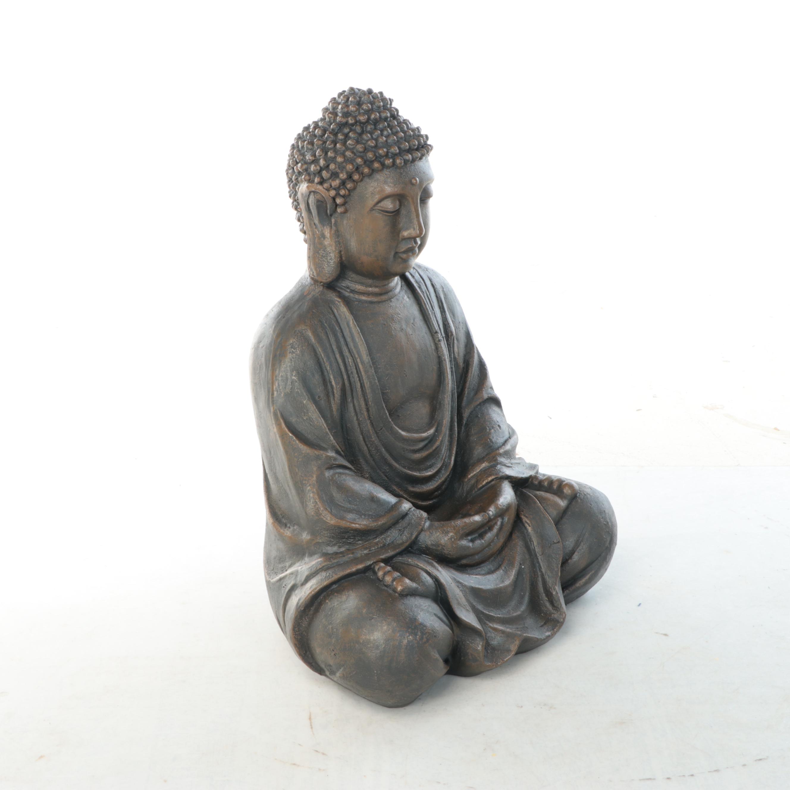 Amitabha Buddha Statue with Pagoda Style Lanterns and Lights