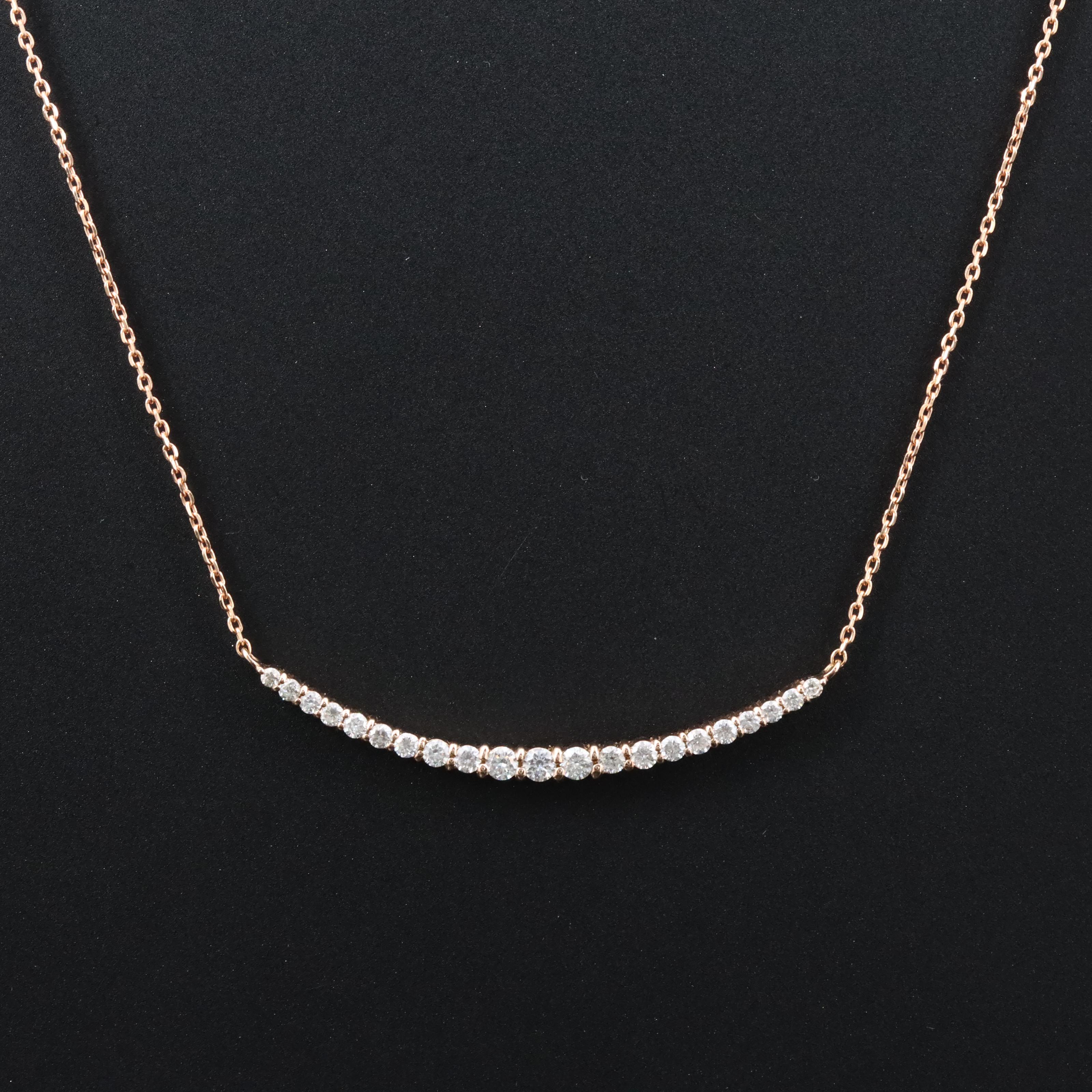 18K Rose Gold 0.48 CTW Diamond Crescent Necklace