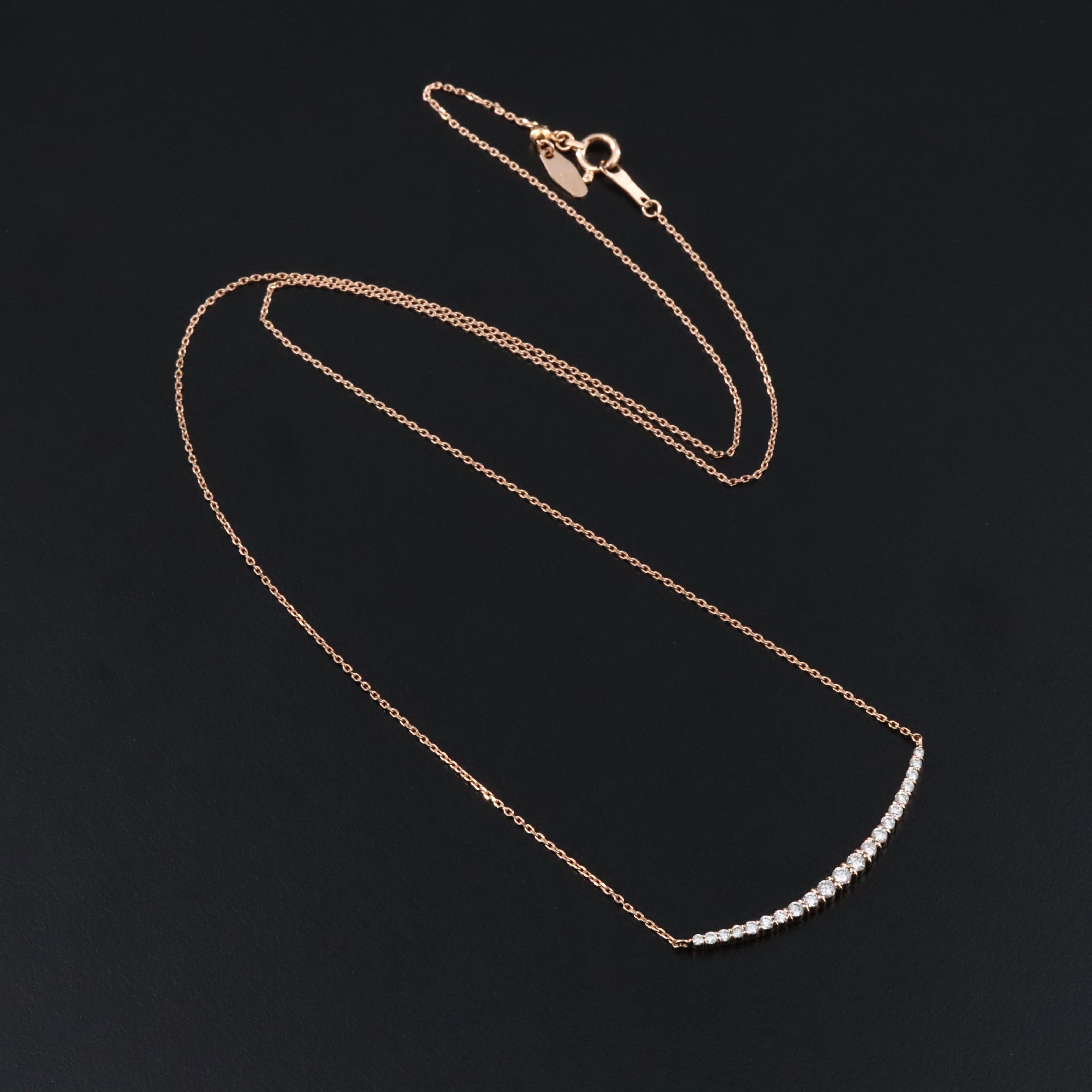 18K Rose Gold 0.48 CTW Diamond Crescent Necklace