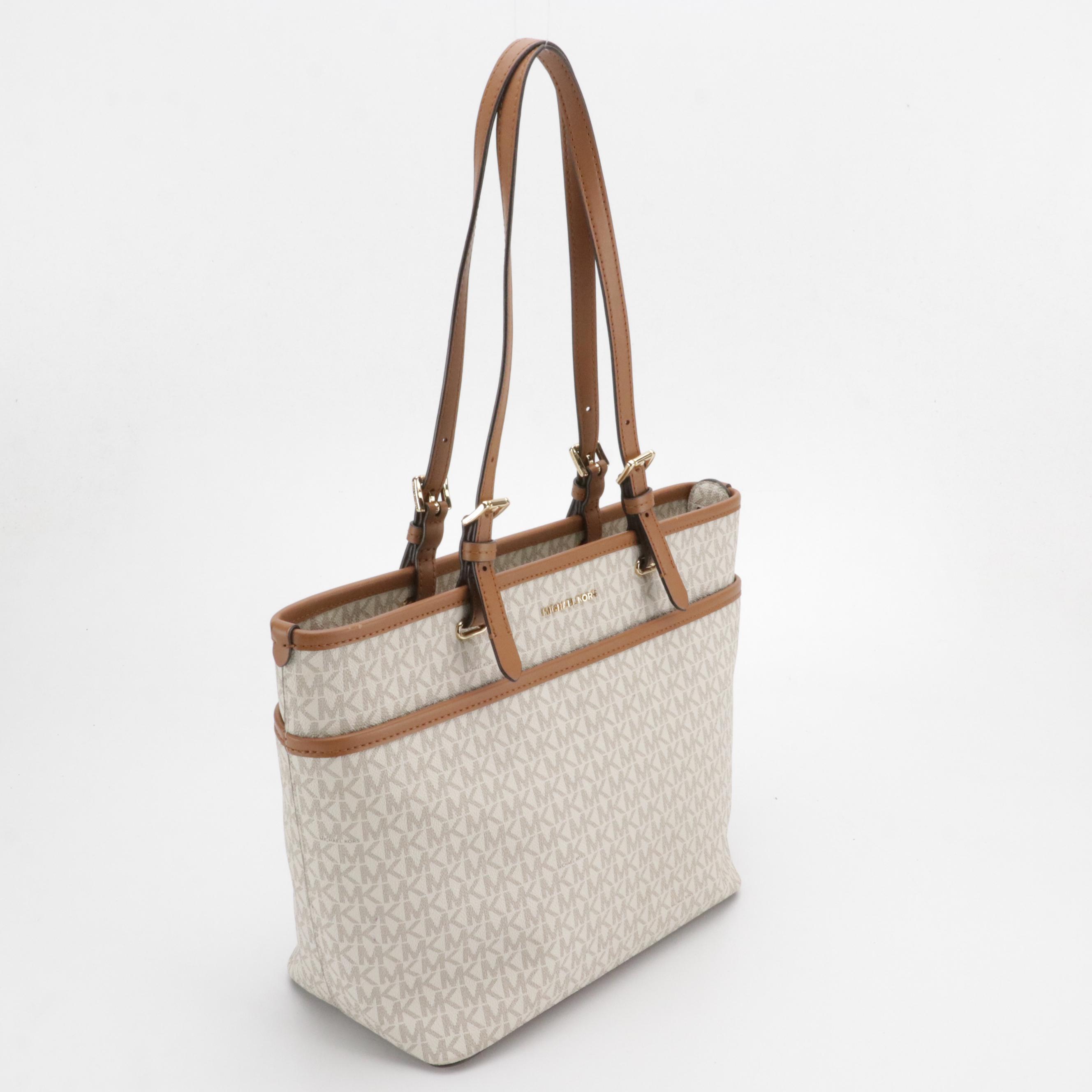 Michael Kors Signature Canvas Tote Bag and Brown Leather Belt Bag