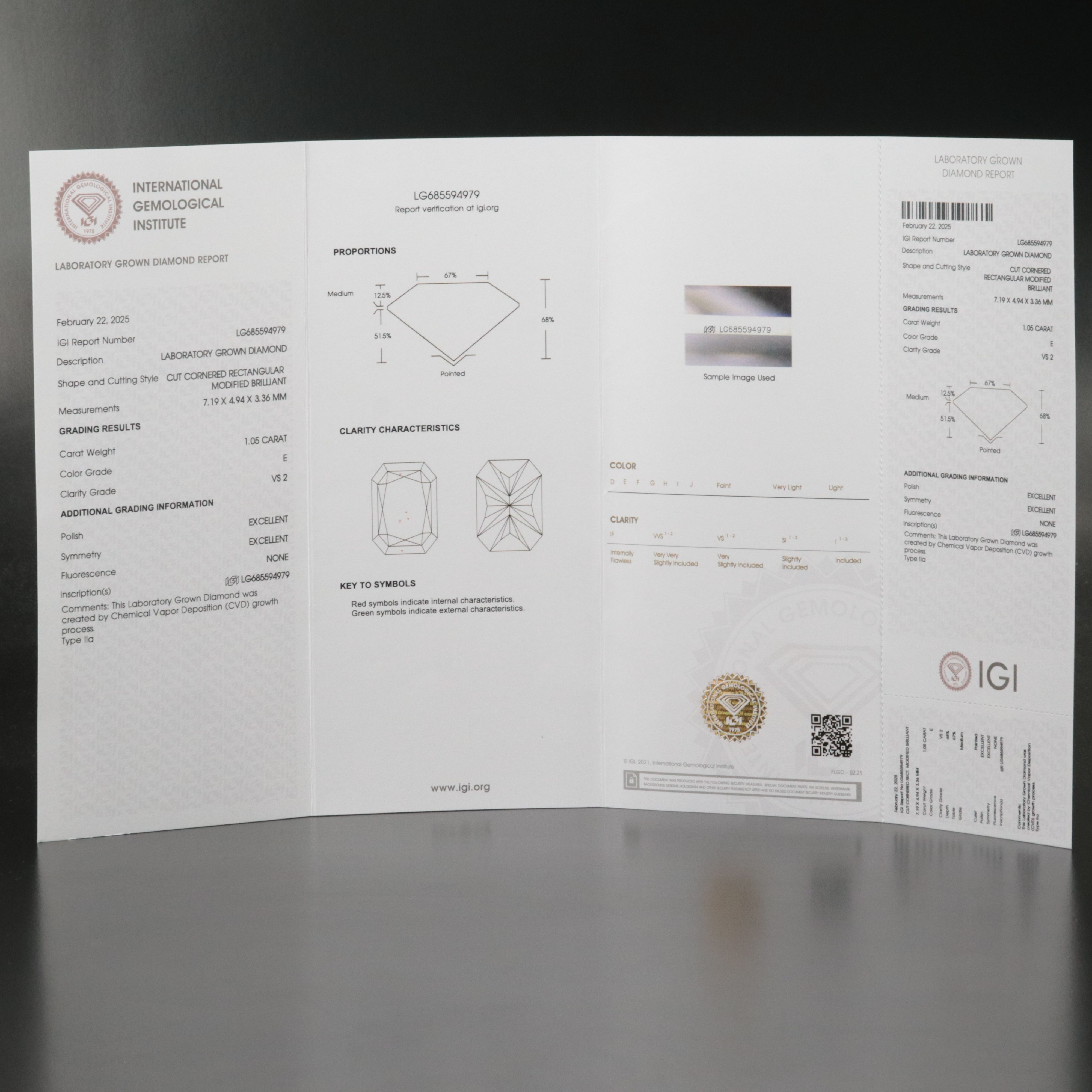 Loose 1.05 CT Lab Grown Diamond with IGI Report