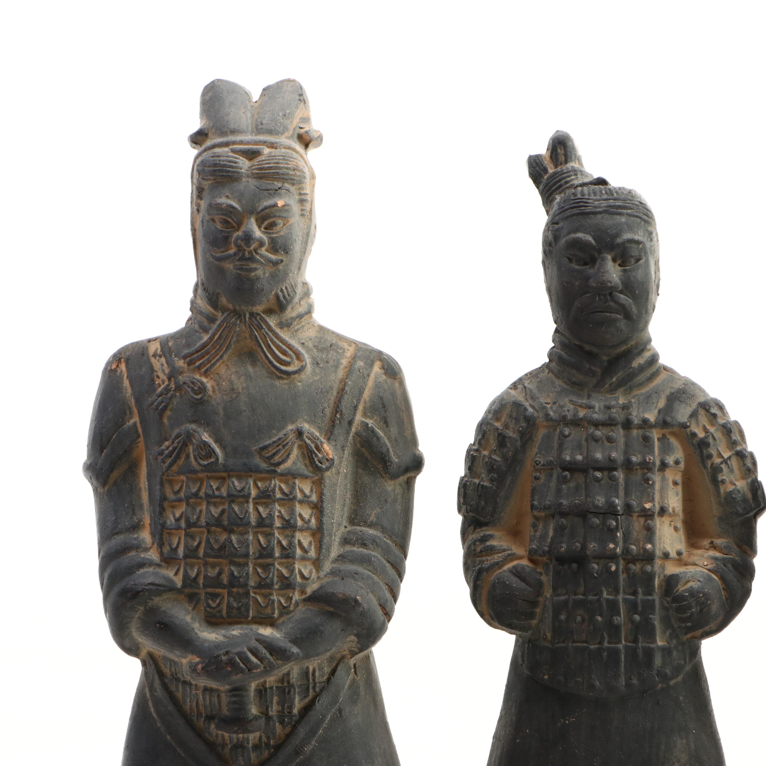 Chinese Terracotta Warrior Miniature Ceramic Figures in Decorative Box