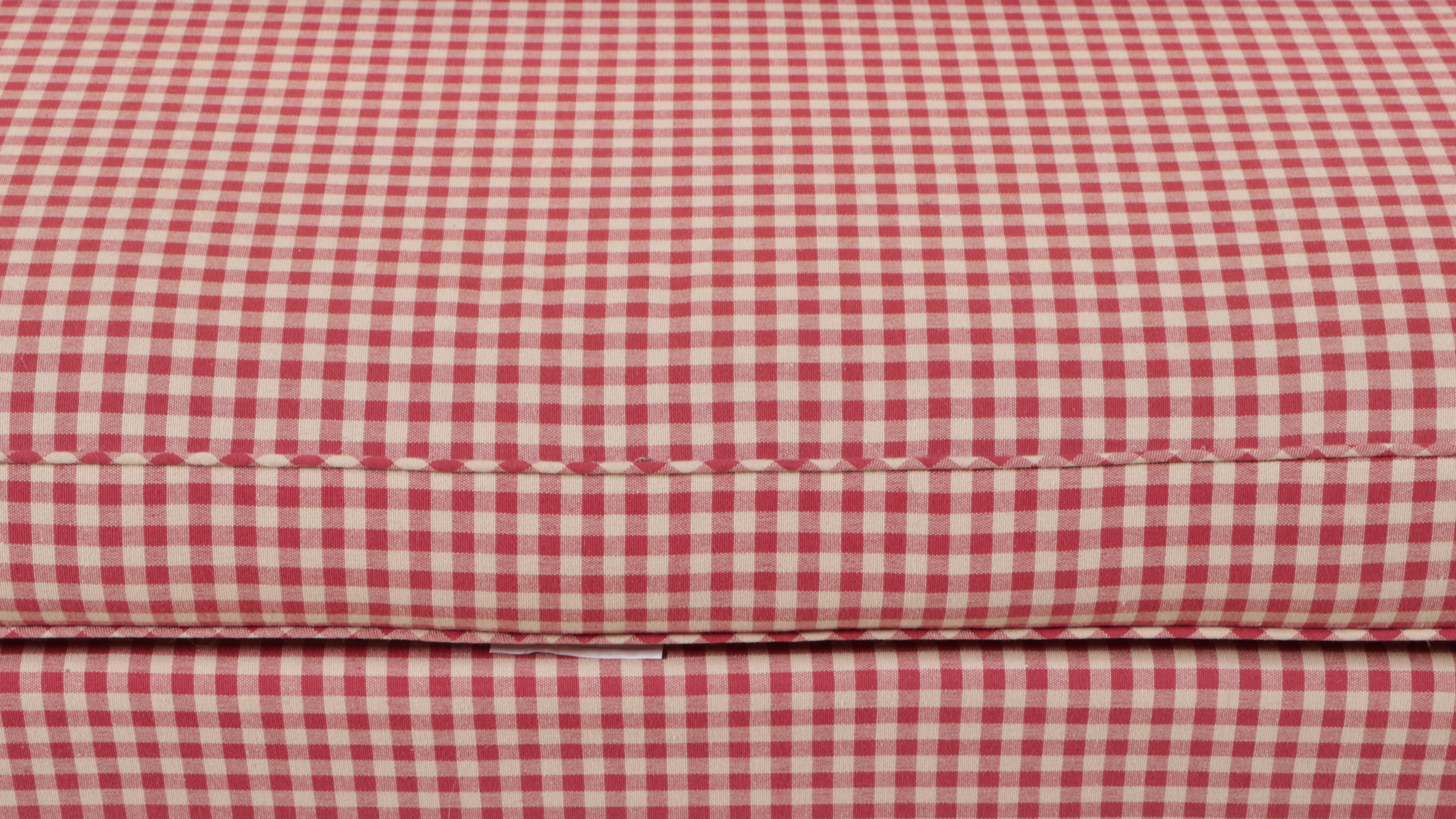 Johnston Benchworks Chippendale Style Red Gingham Upholstered Sofa