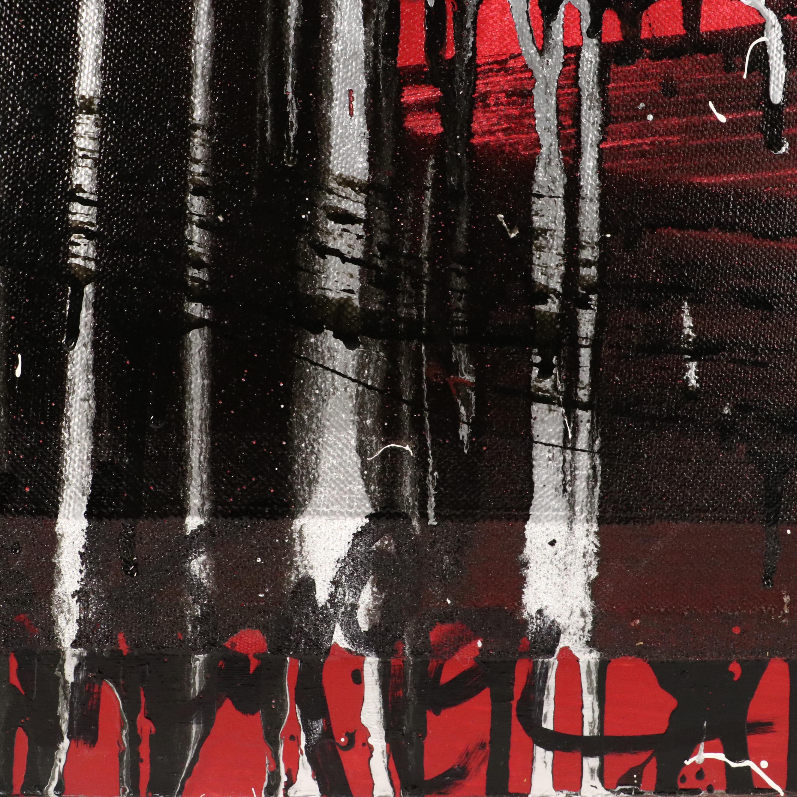 Abstract Expressionistic Mixed Media Painting, Mid to Late 20th Century