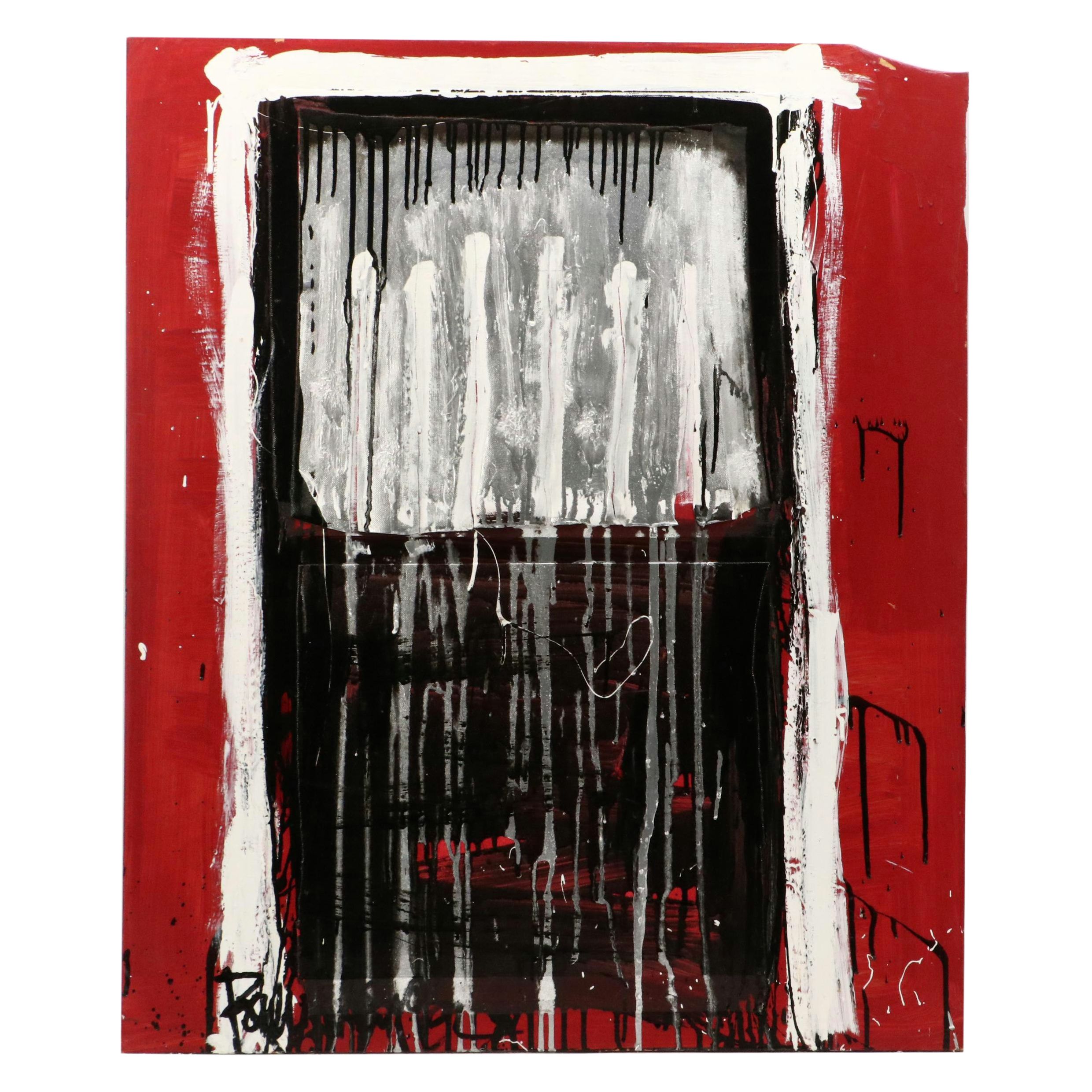 Abstract Expressionistic Mixed Media Painting, Mid to Late 20th Century