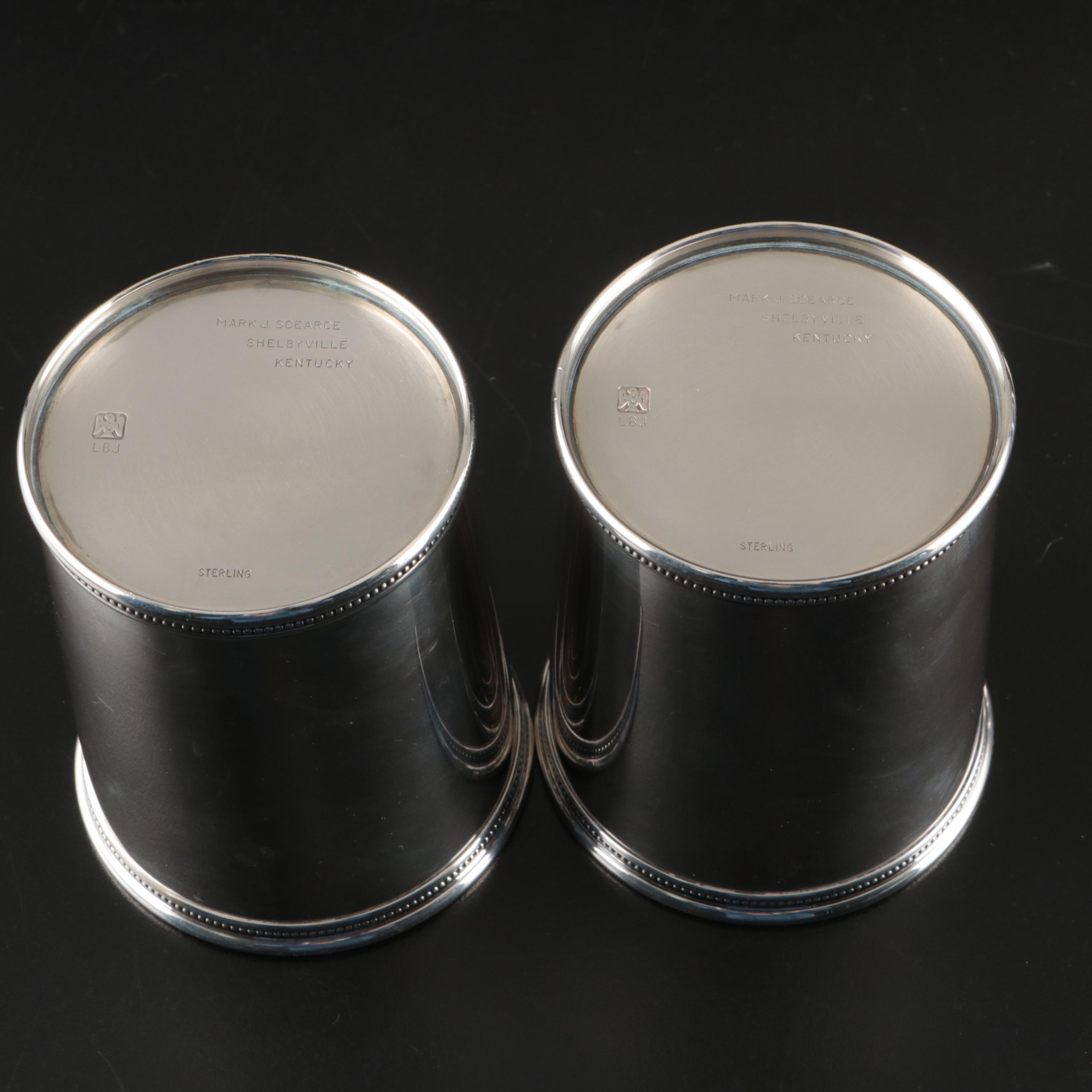 Mark J. Scearce Sterling Silver "Nixon" and "Johnson" Julep Cups