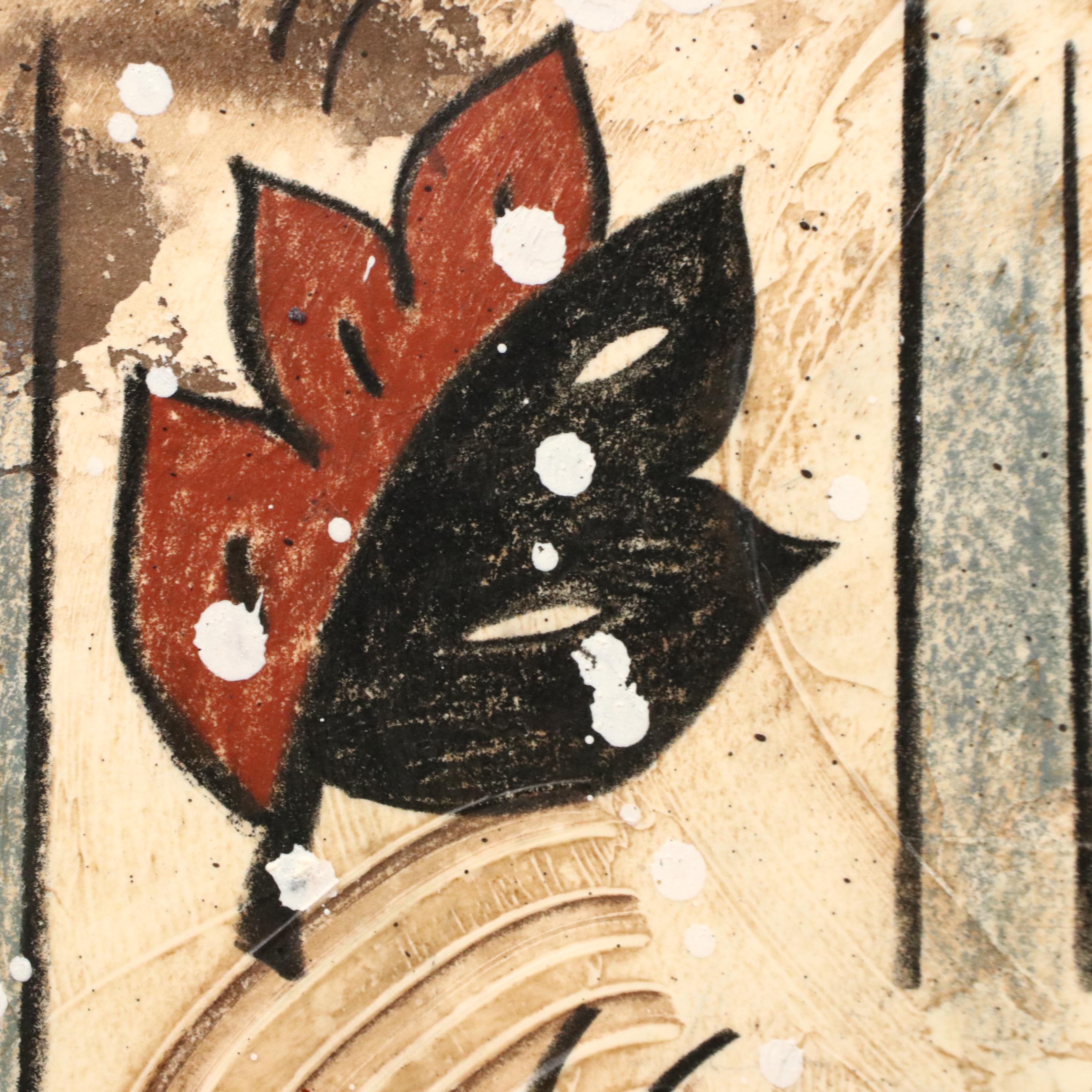 Mixed Media Painting "Retro still Life -0," Late 20th Century