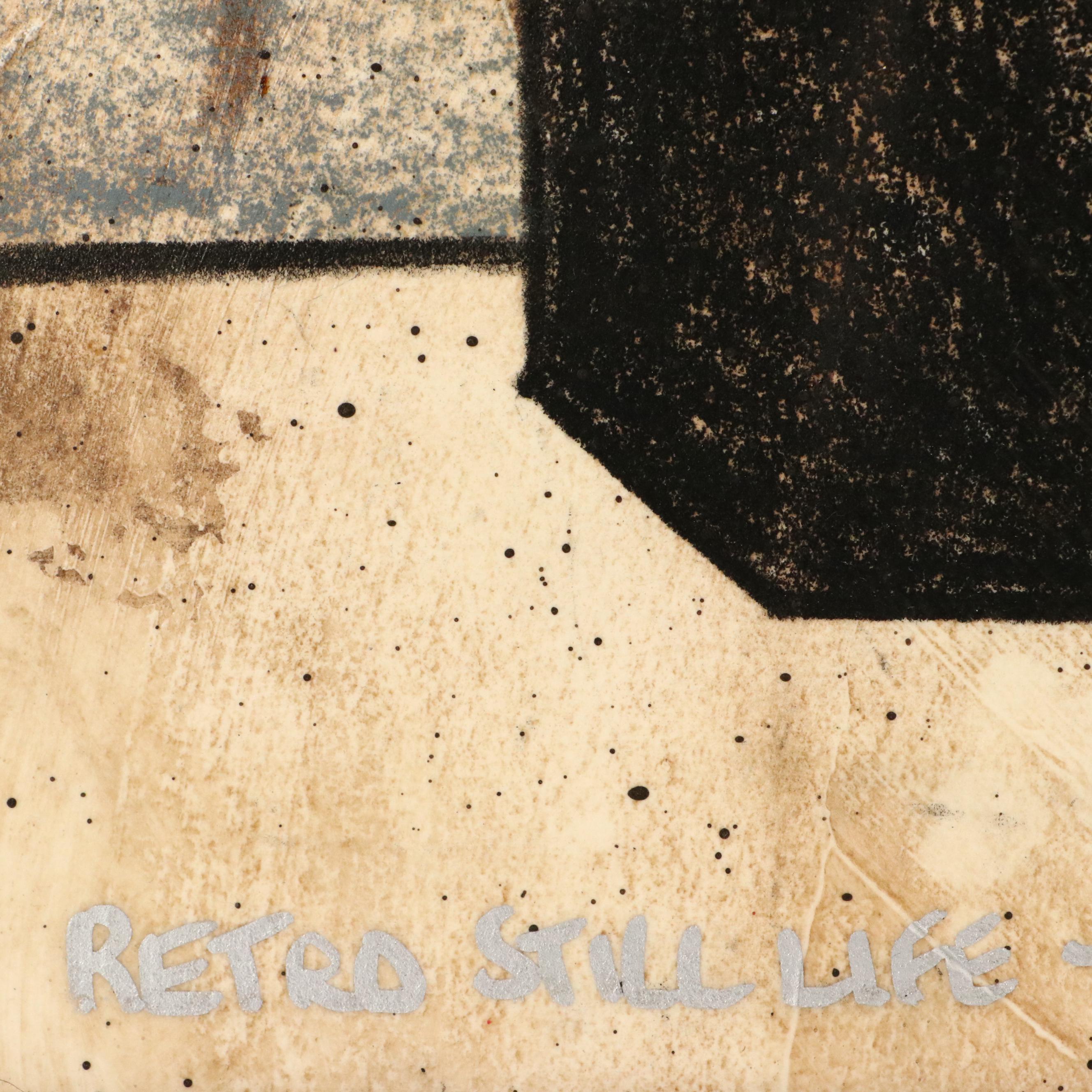 Mixed Media Painting "Retro still Life -0," Late 20th Century