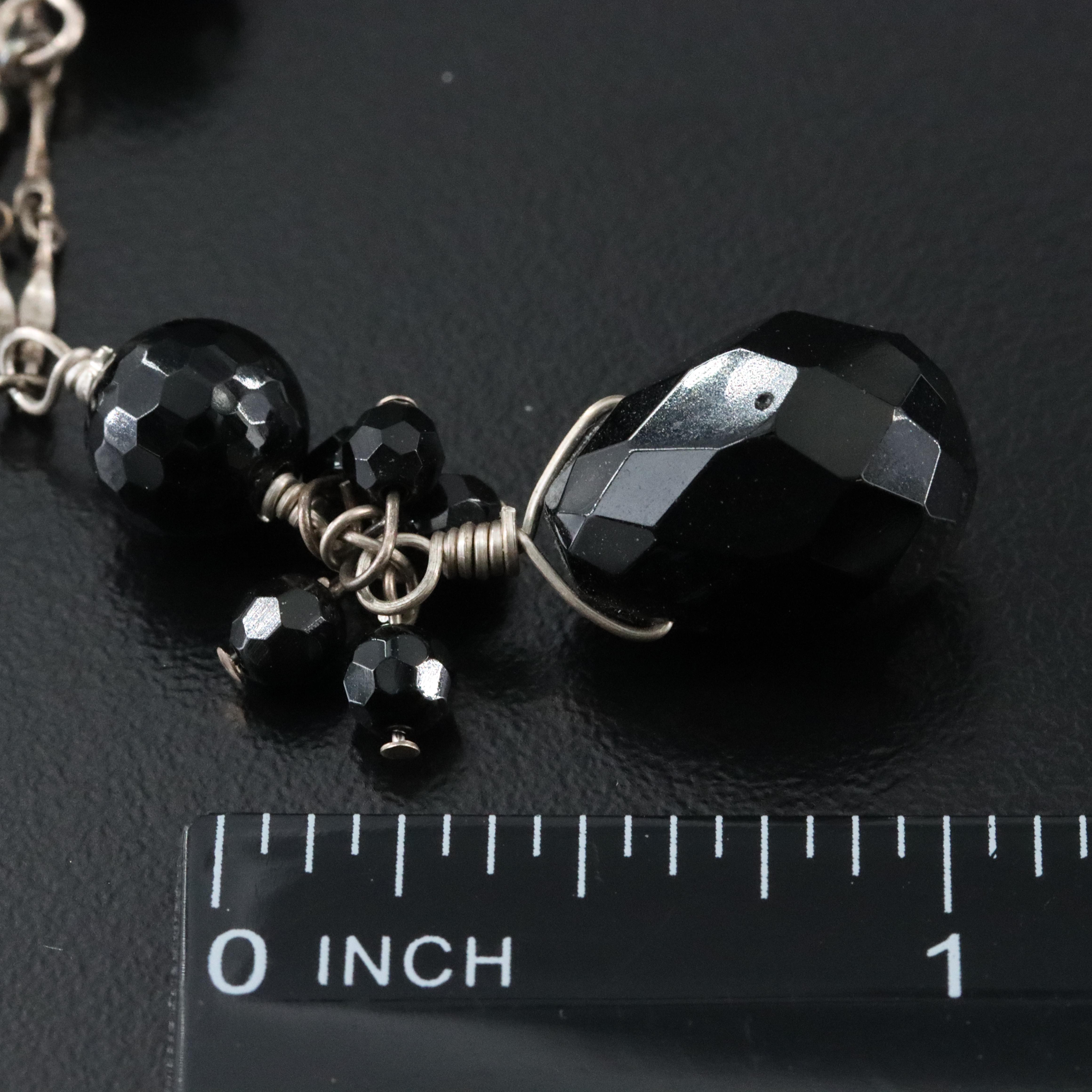 Sterling Black Onyx Fringe Necklace