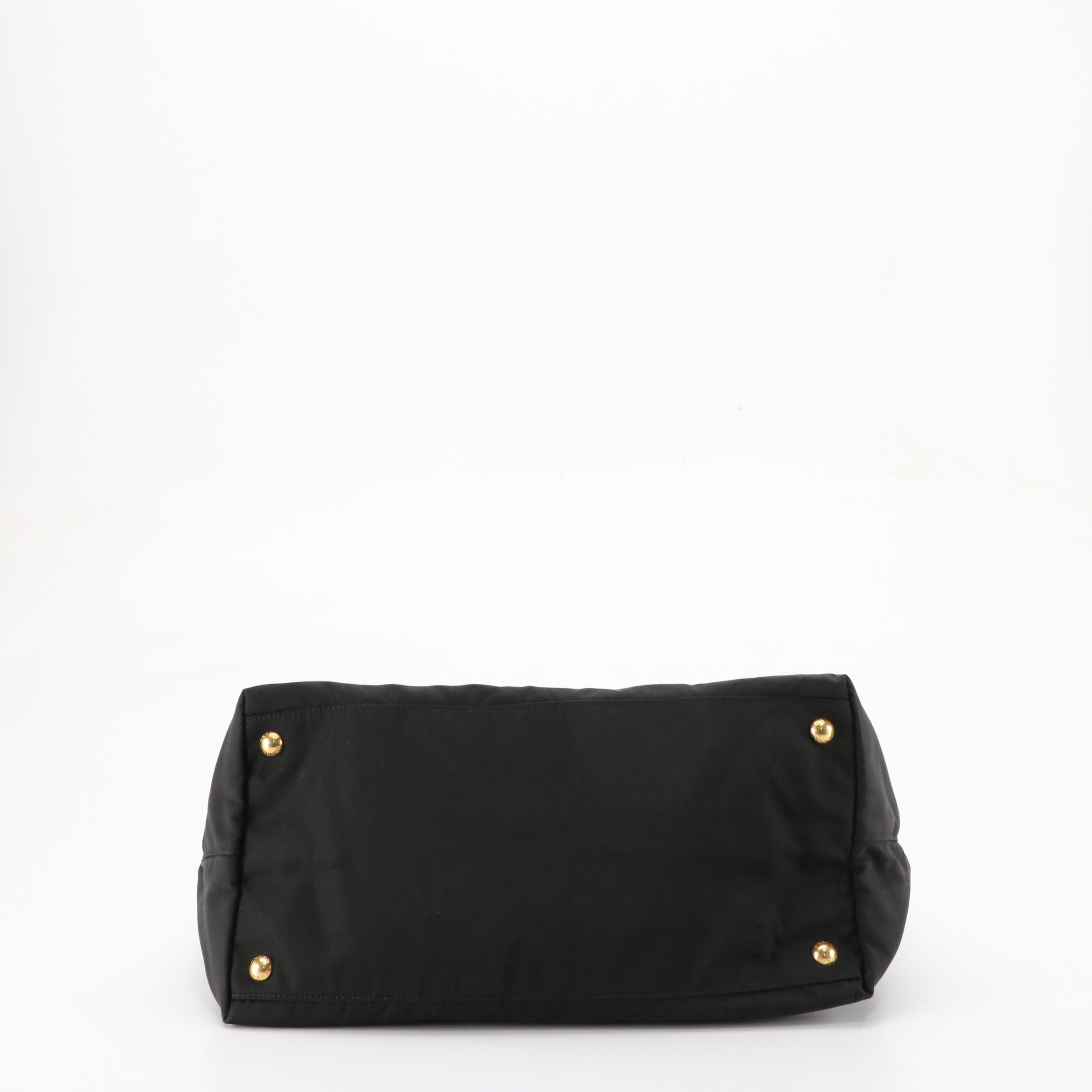 Prada Large Handbag Tote in Black Tessuto Nylon and Leather