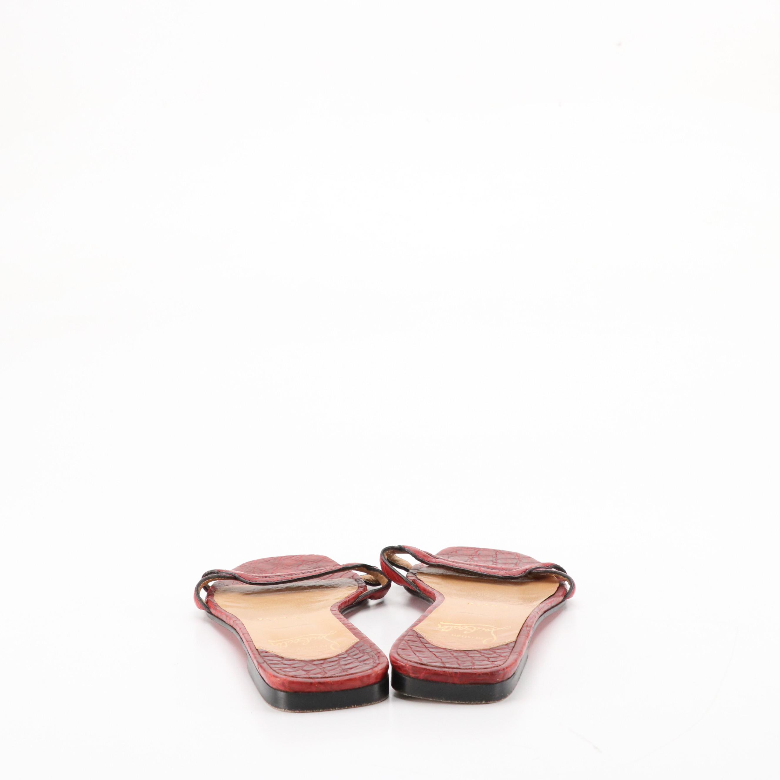 Christian Louboutin Deep Red Crocodile Leather Sandals