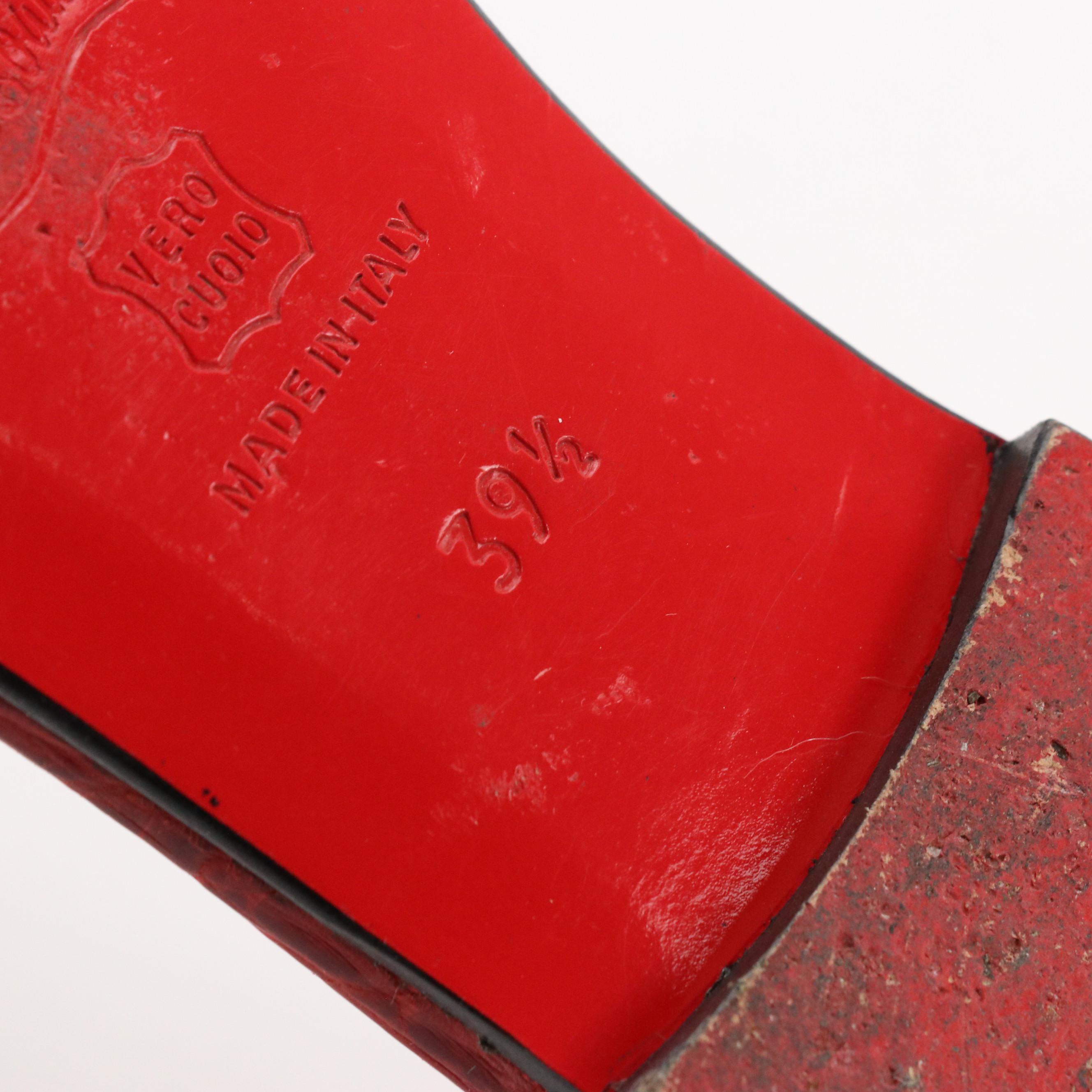 Christian Louboutin Deep Red Crocodile Leather Sandals