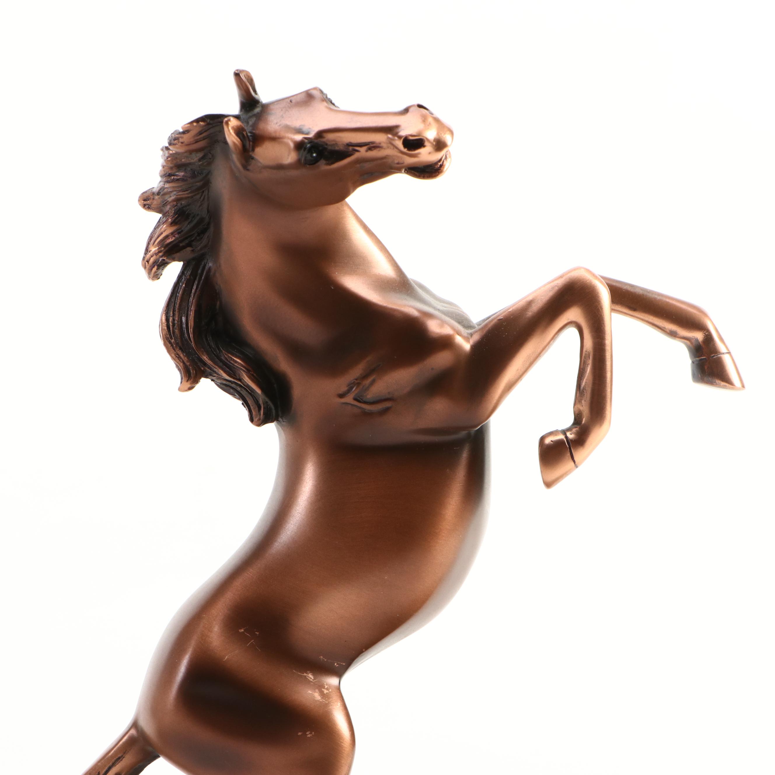 PM Craftsman Bronzed Metal "Town Crier" Figurine with Rearing Horse Stand