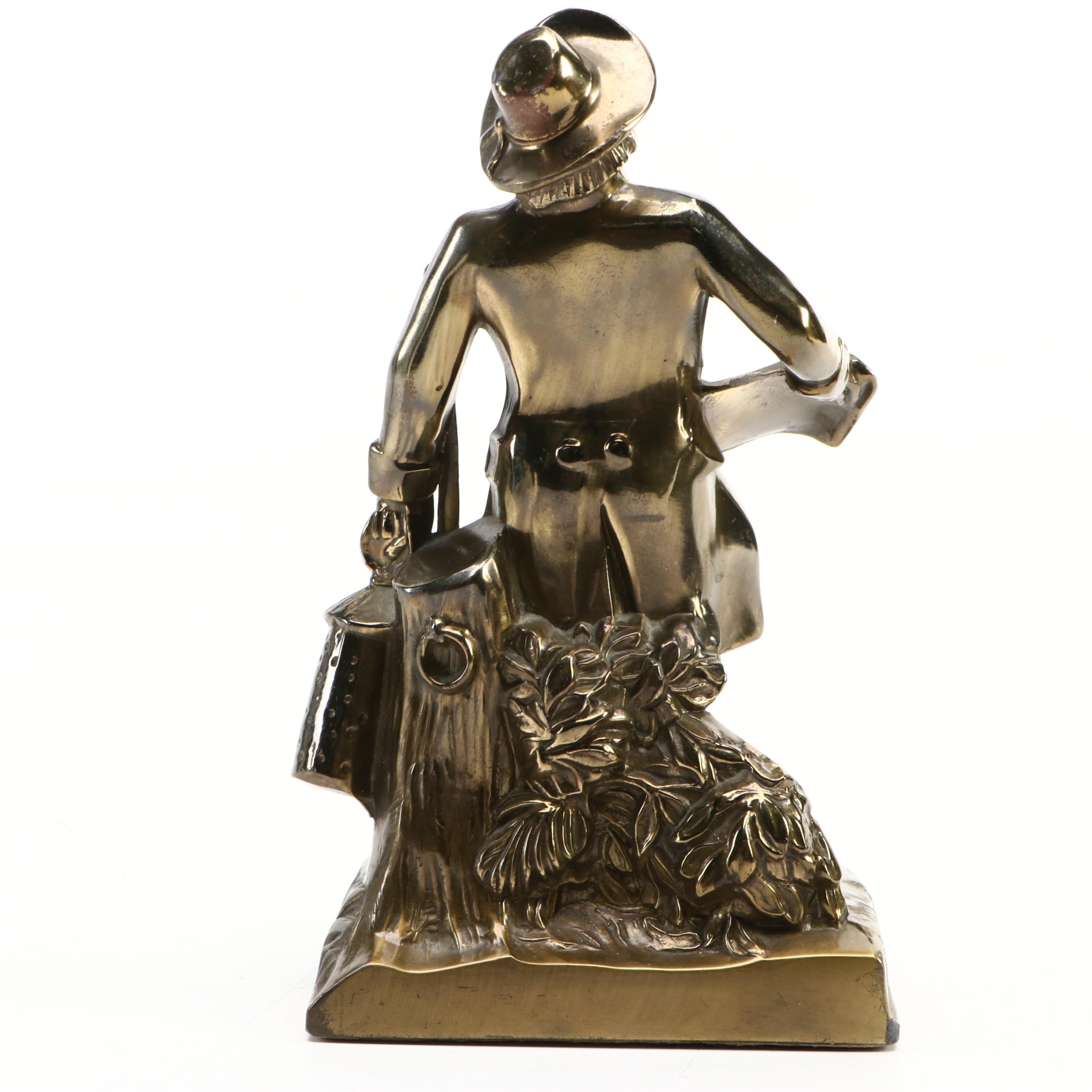 PM Craftsman Bronzed Metal "Town Crier" Figurine with Rearing Horse Stand