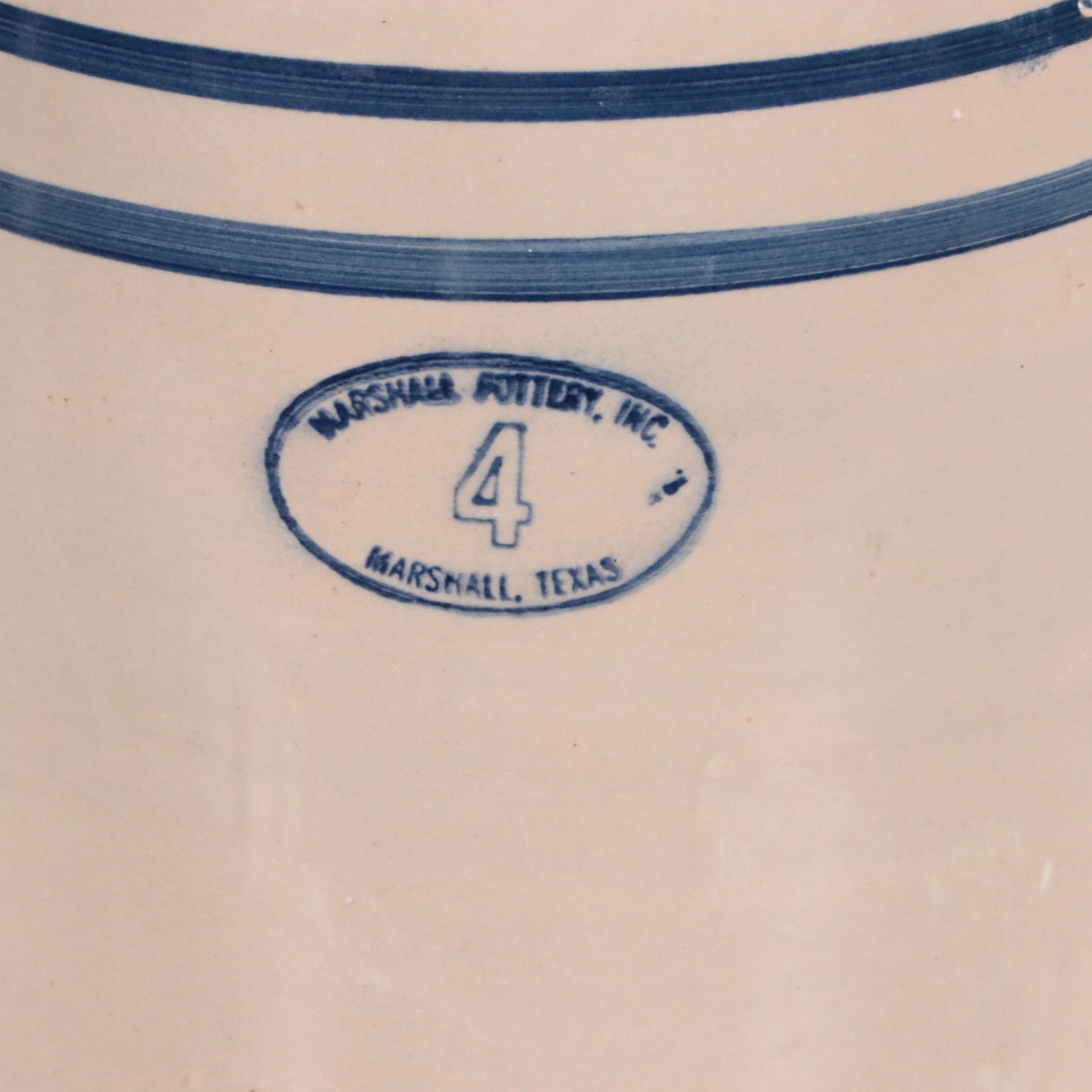 Marshall Pottery 4-Gallon Stoneware and Cobalt Butter Churn