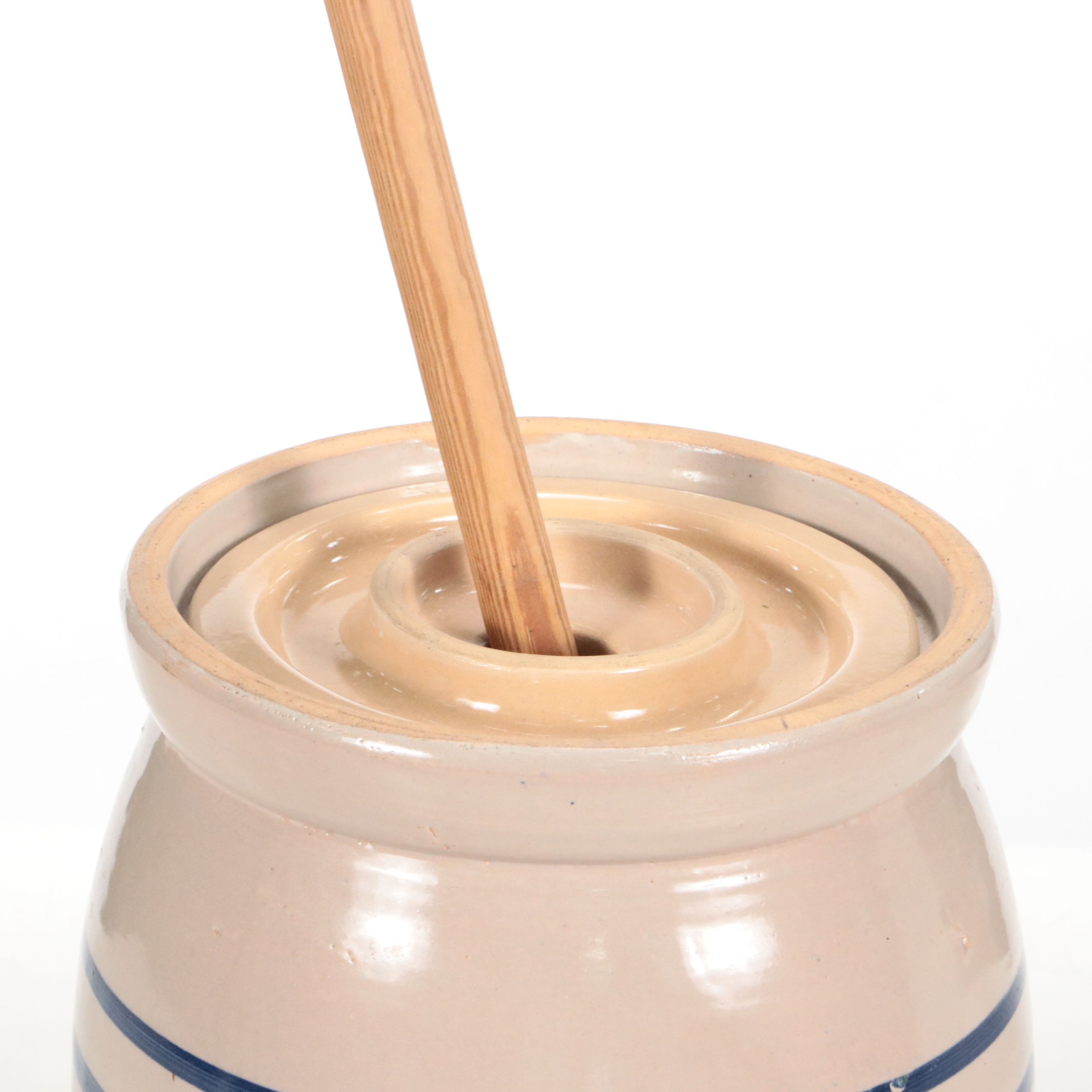 Marshall Pottery 4-Gallon Stoneware and Cobalt Butter Churn