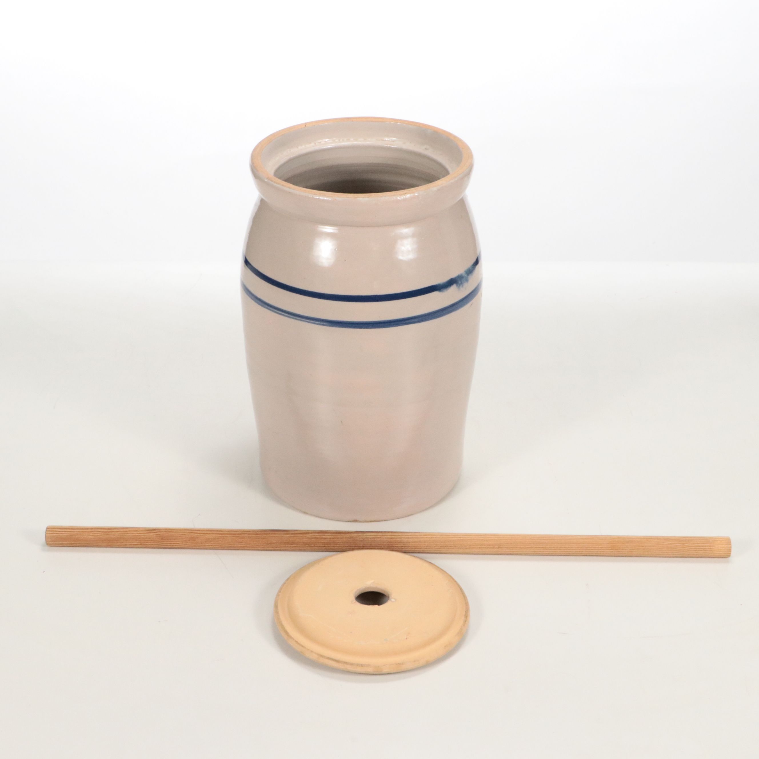 Marshall Pottery 4-Gallon Stoneware and Cobalt Butter Churn