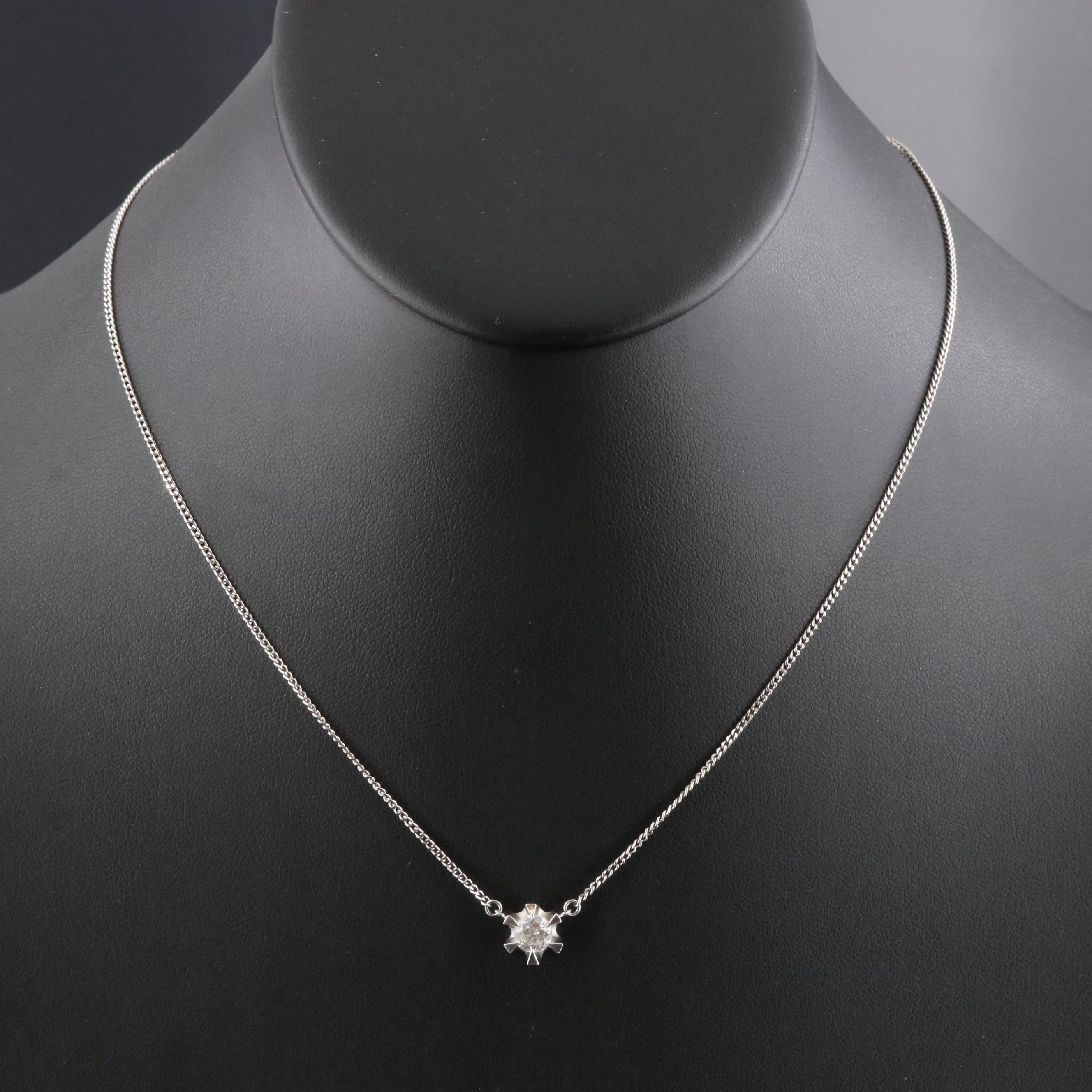 Vintage Platinum 0.48 CT Diamond Solitaire Necklace