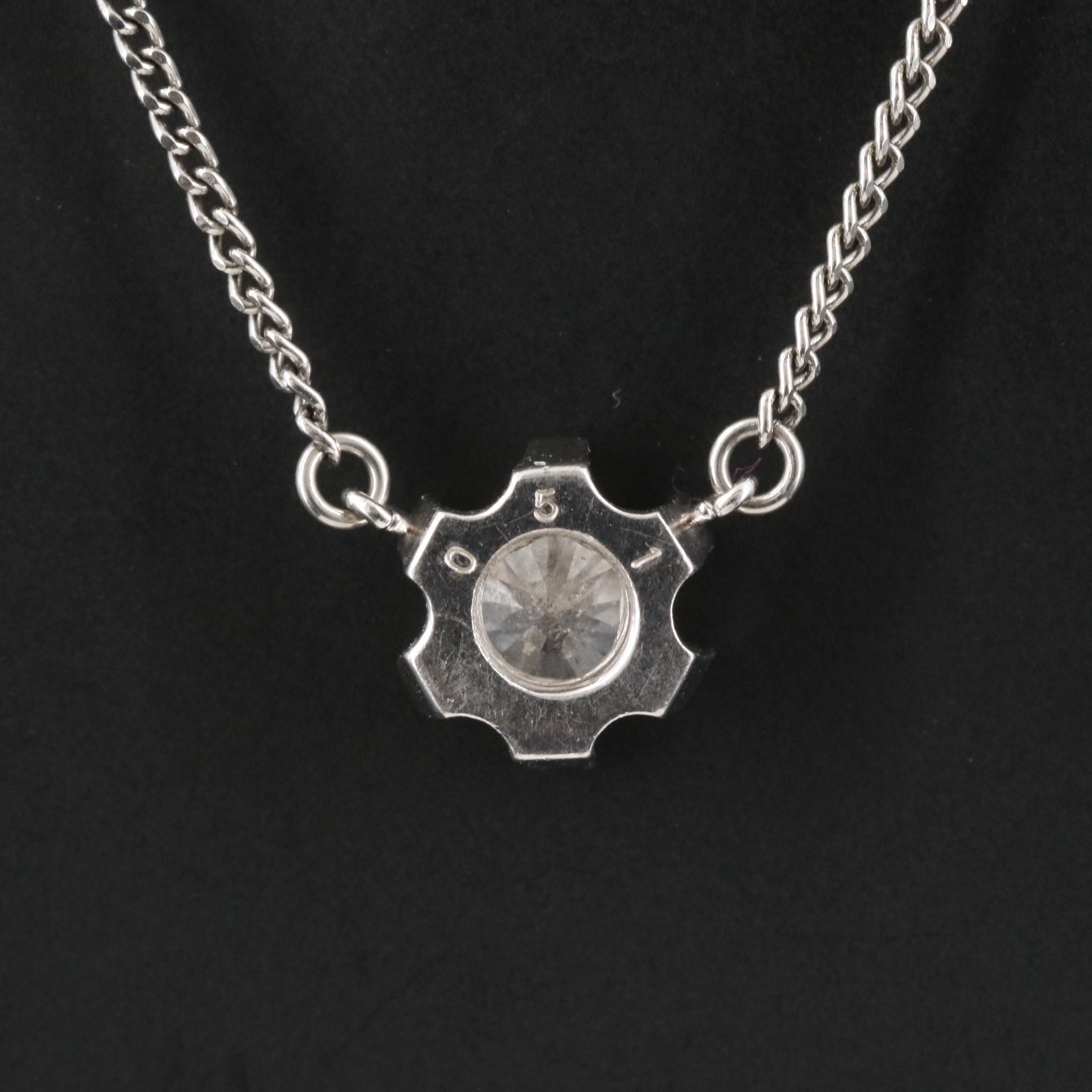 Vintage Platinum 0.48 CT Diamond Solitaire Necklace