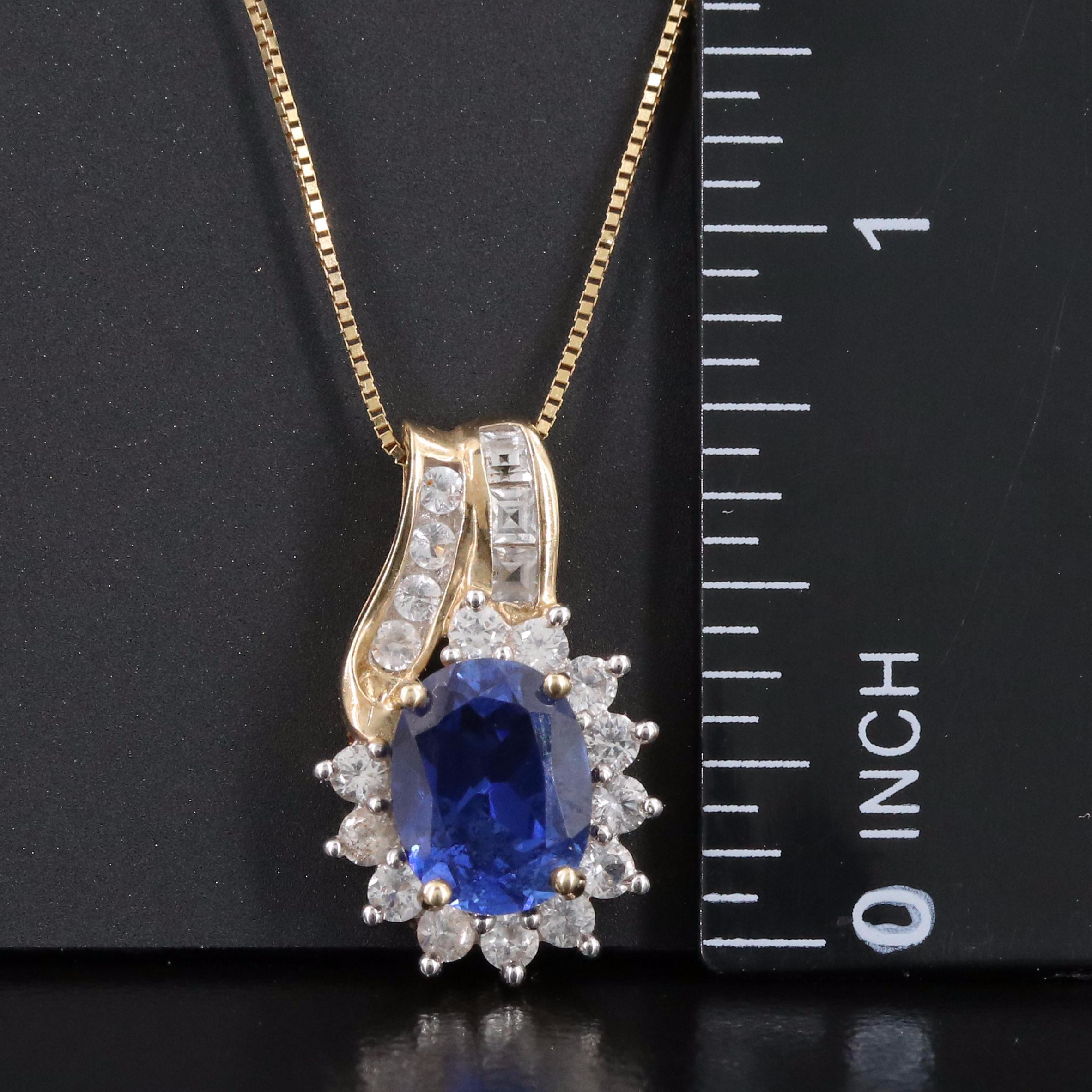 10K Sapphire and White Sapphire Pendant Necklace