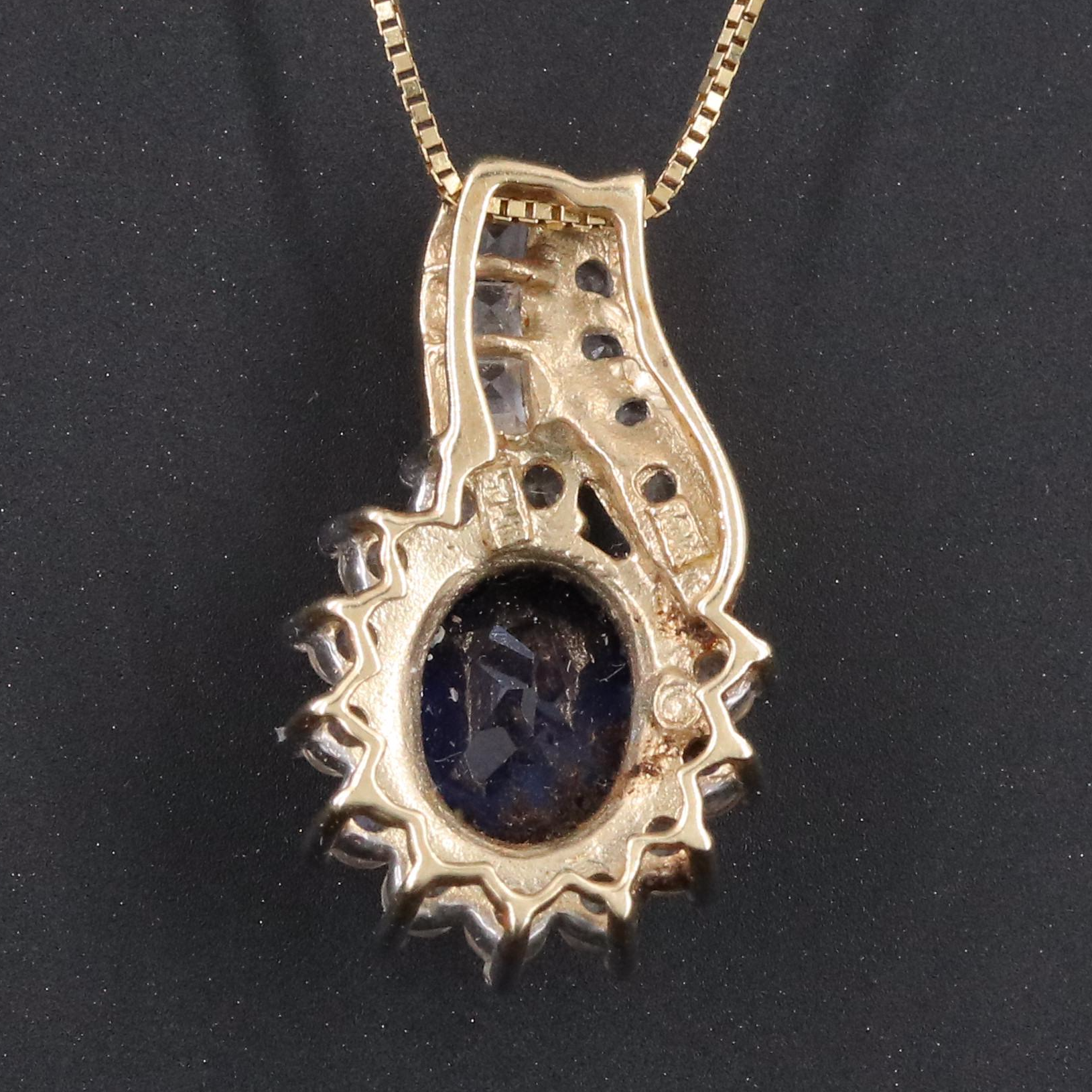 10K Sapphire and White Sapphire Pendant Necklace
