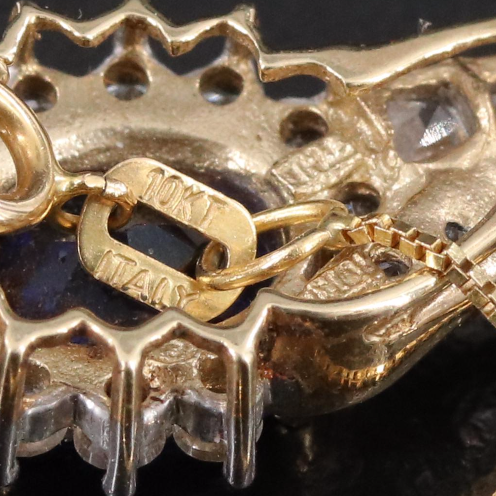 10K Sapphire and White Sapphire Pendant Necklace