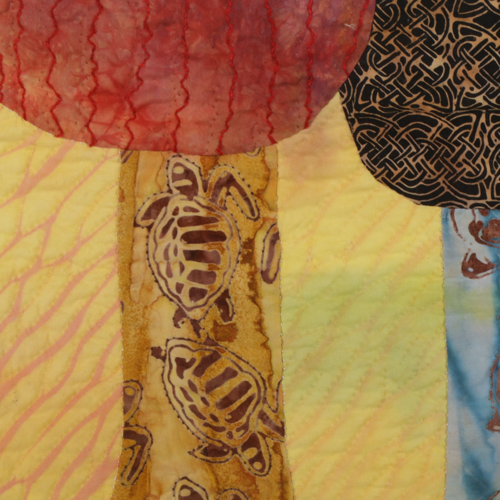 Sue Cavanaugh Bali Inspired Embroidery & Batik Quilted Wall Panel, 2001