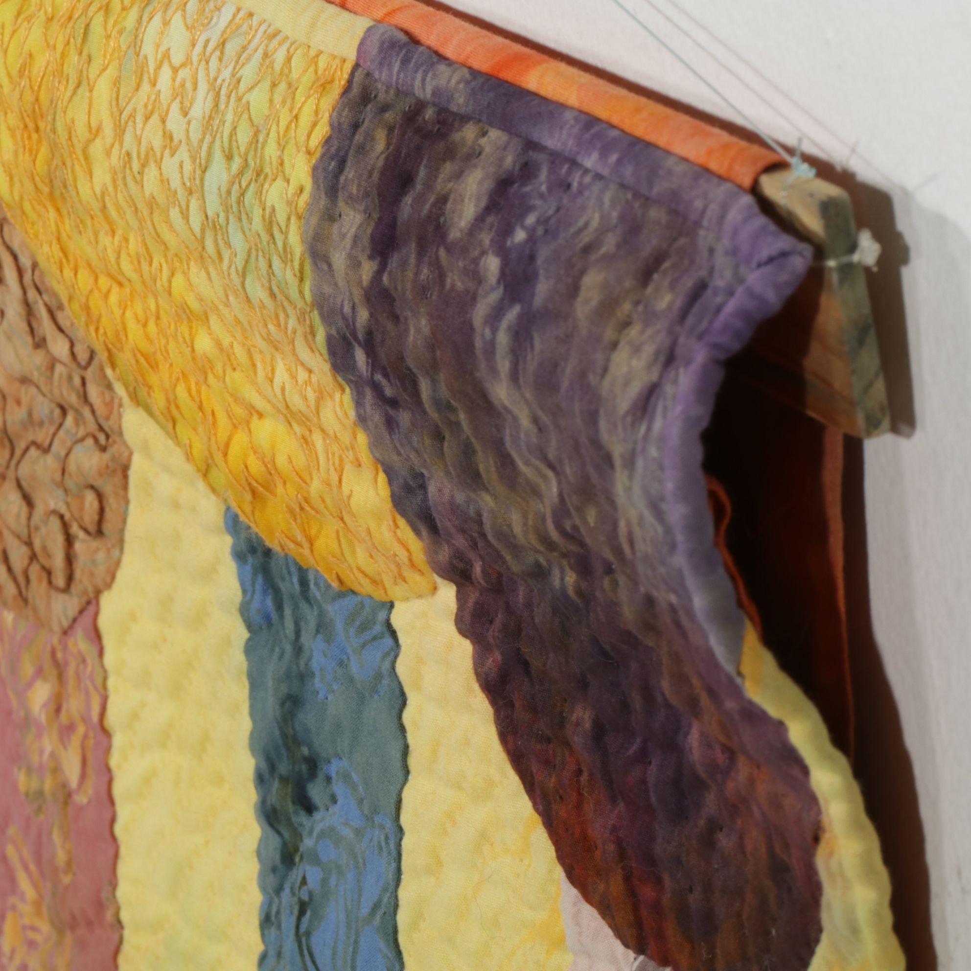 Sue Cavanaugh Bali Inspired Embroidery & Batik Quilted Wall Panel, 2001