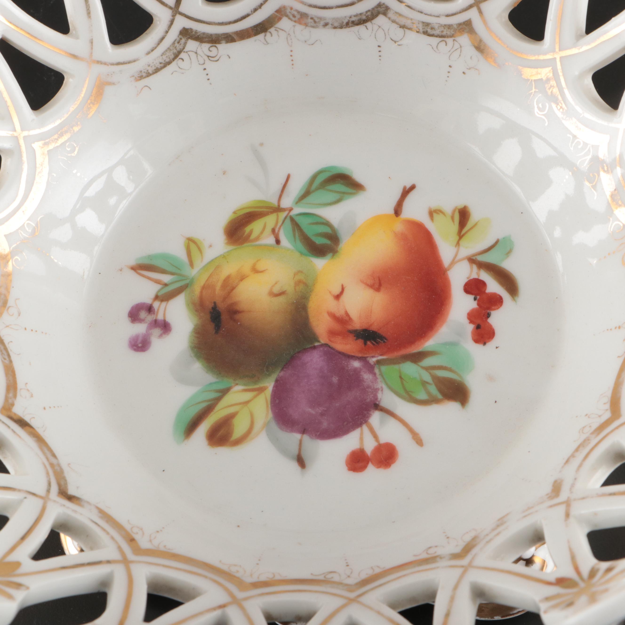 Carl Tielsch Porcelain Open Border Fruit Bowls, Late 19th Century