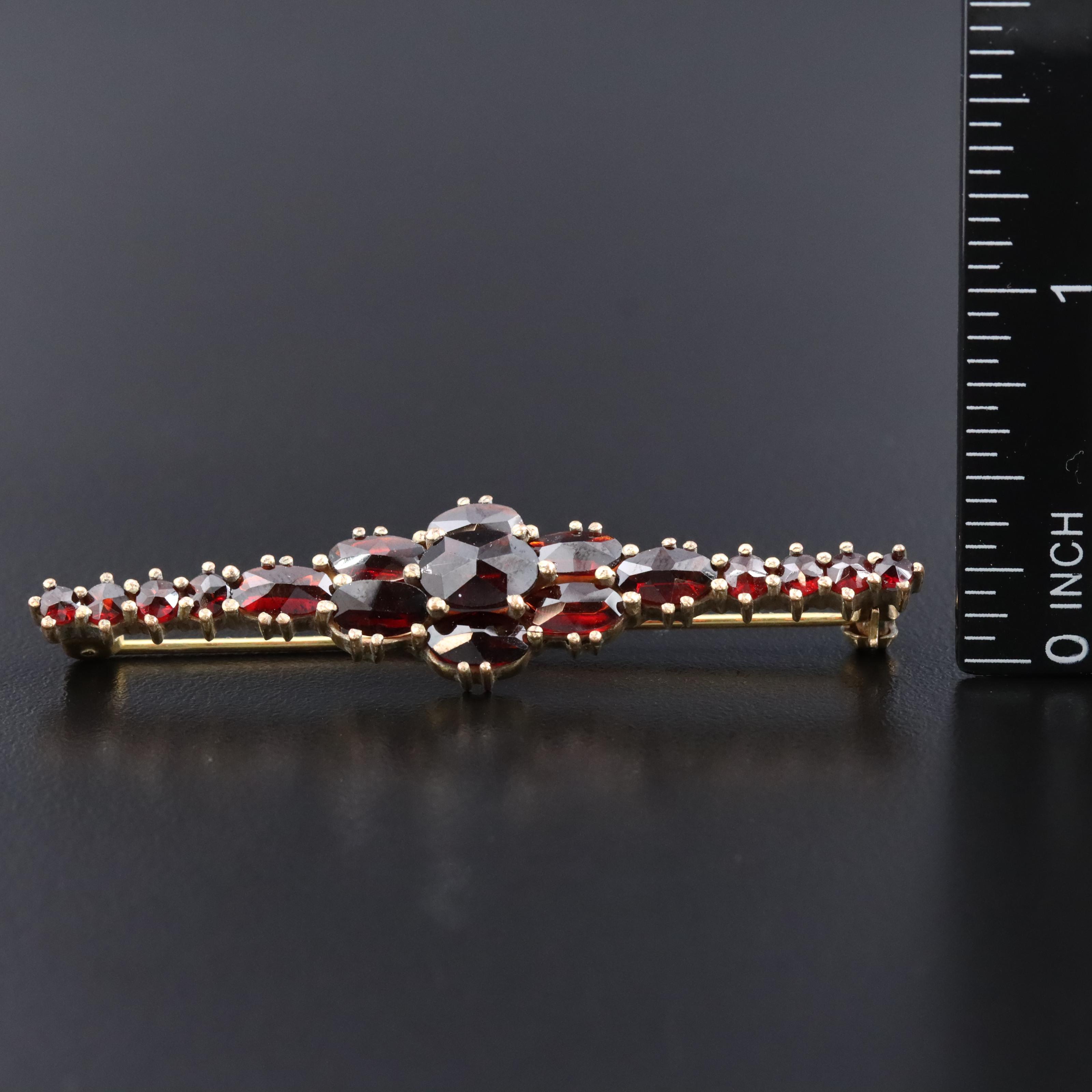 Garnet Czech 800 Silver Bracelet with Brooches