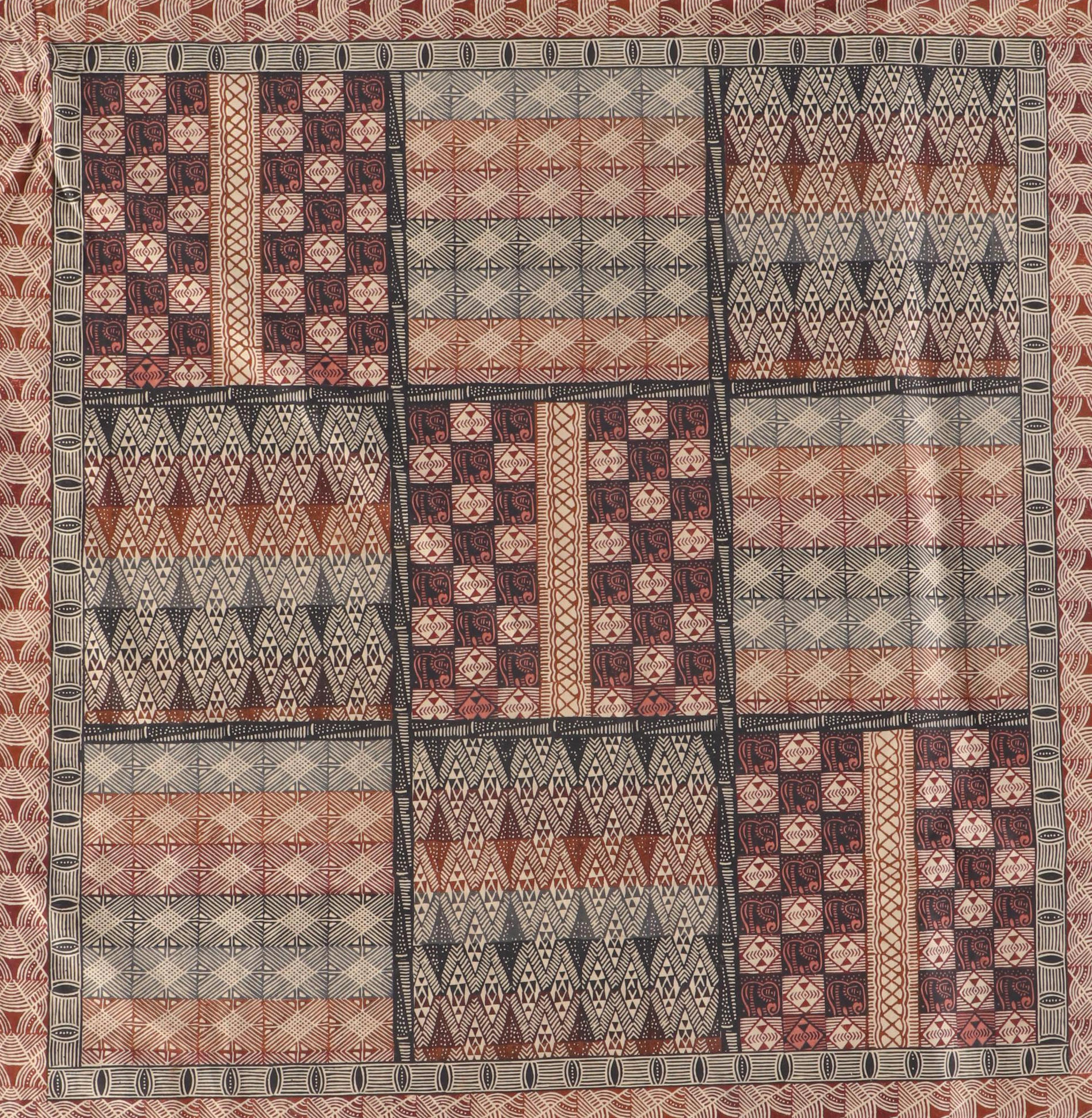 Kudhinda Block Printed Elephant Block Motif Wall Hanging Panel