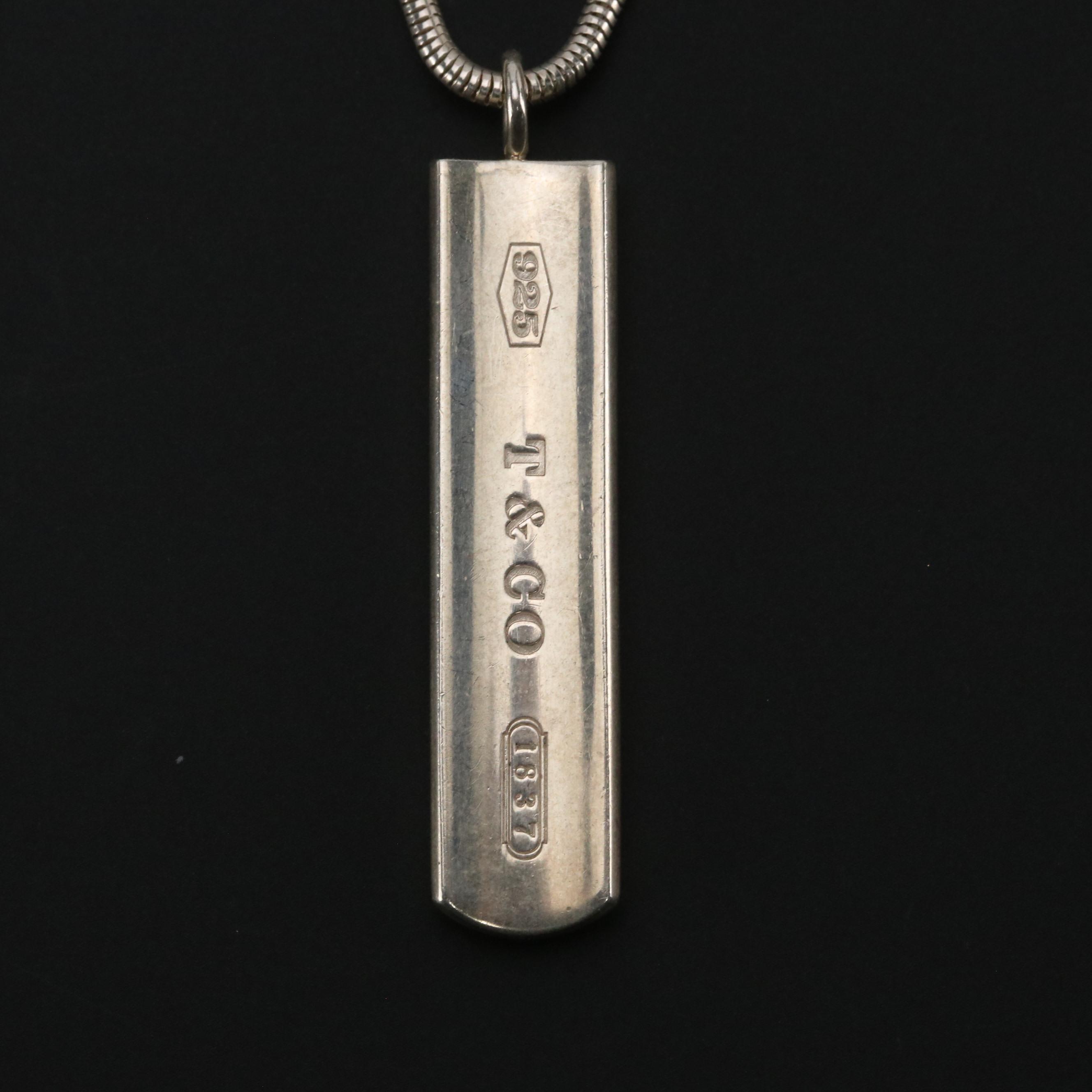 Tiffany & Co. Sterling T & Co. 1837 Bar Pendant Necklace