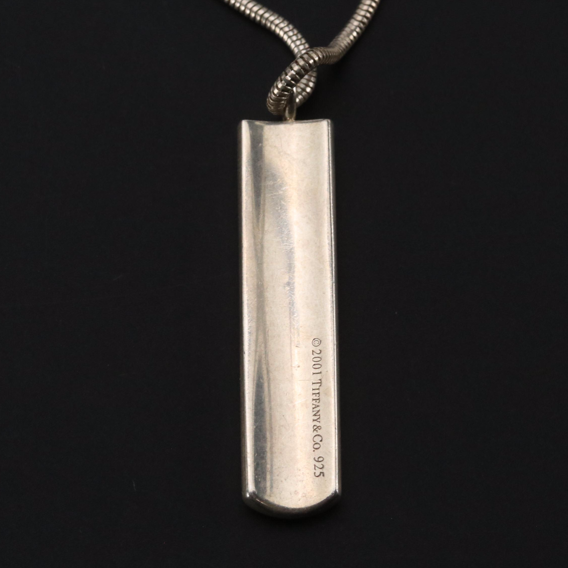 Tiffany & Co. Sterling T & Co. 1837 Bar Pendant Necklace