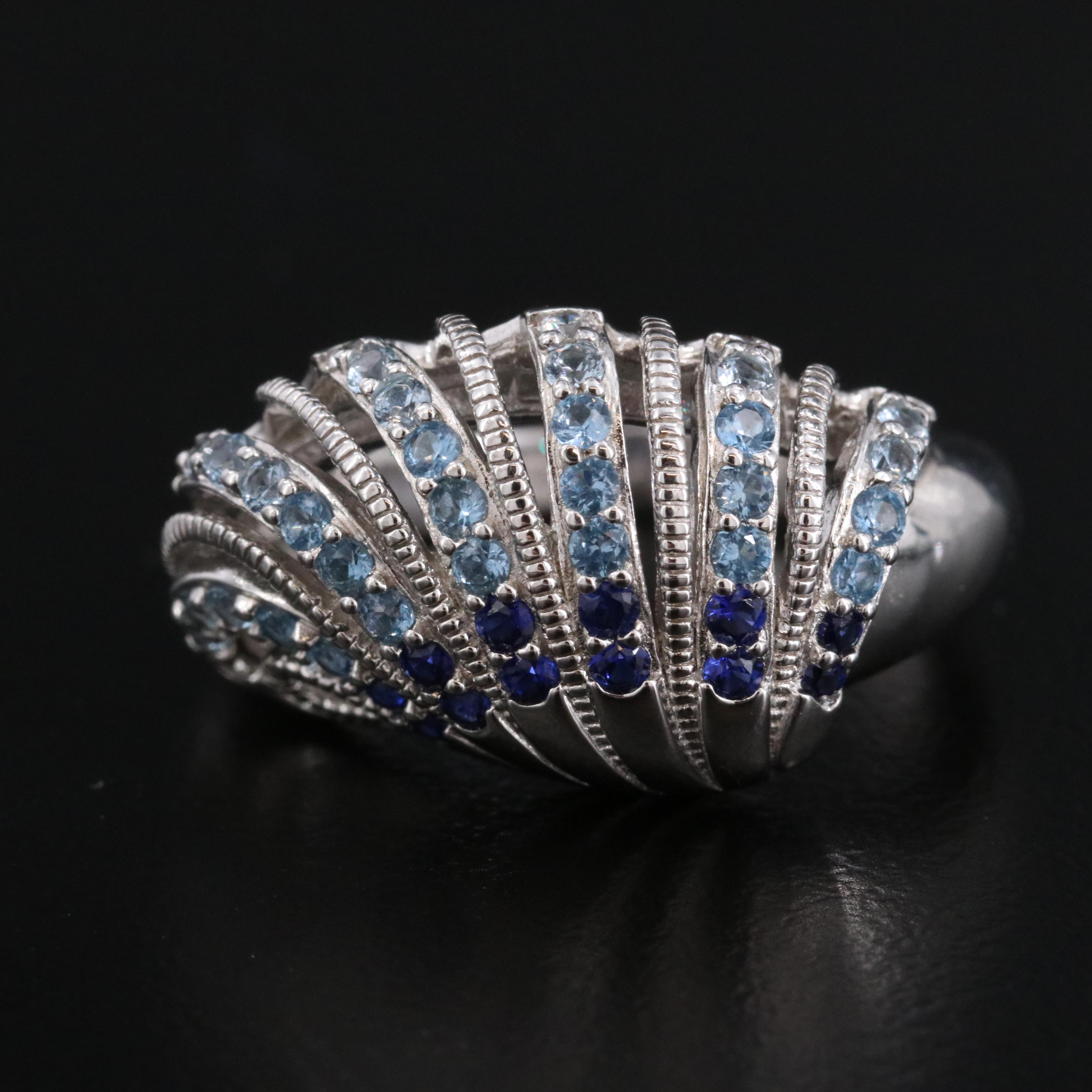 Sterling Sapphire, Spinel, and CZ Ring