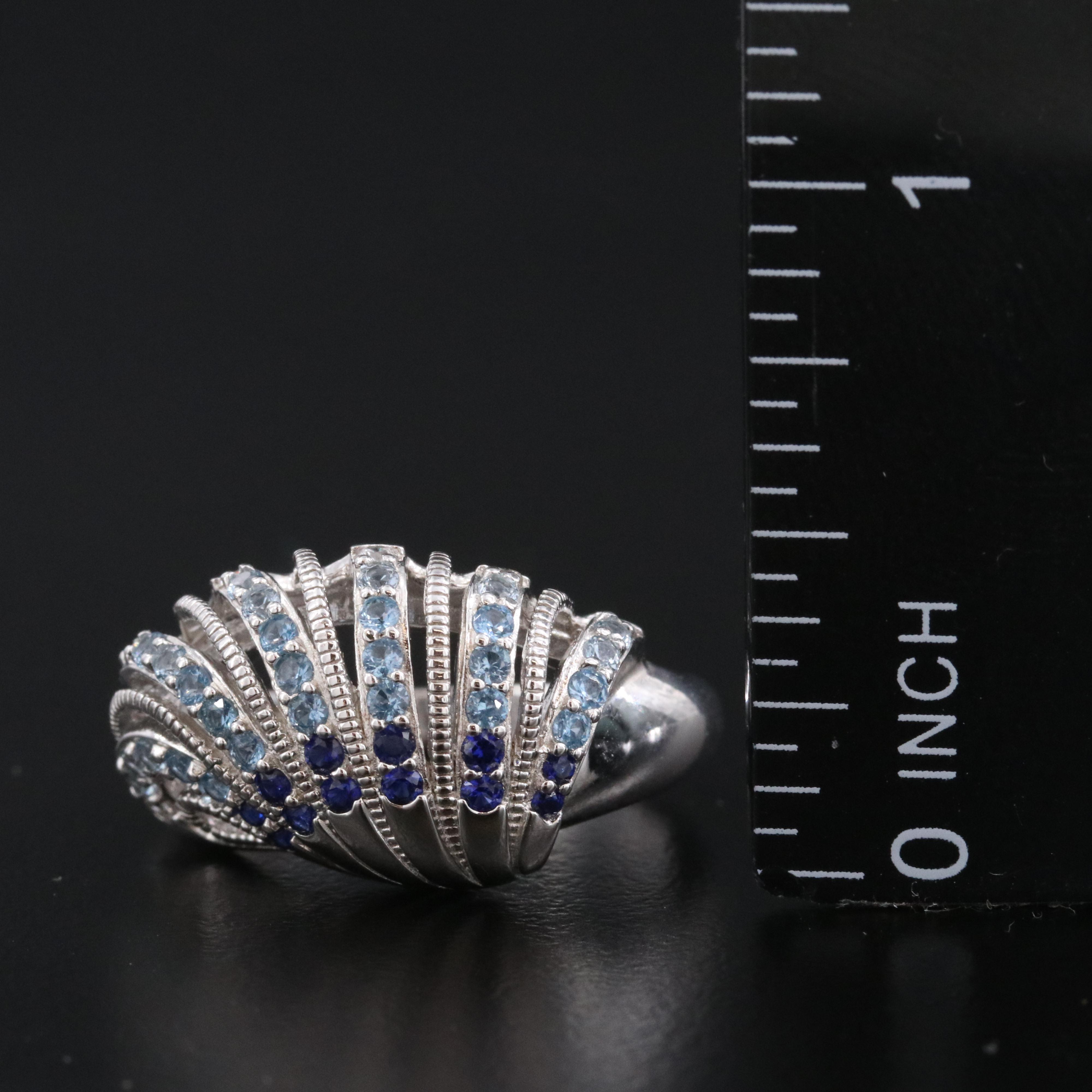 Sterling Sapphire, Spinel, and CZ Ring