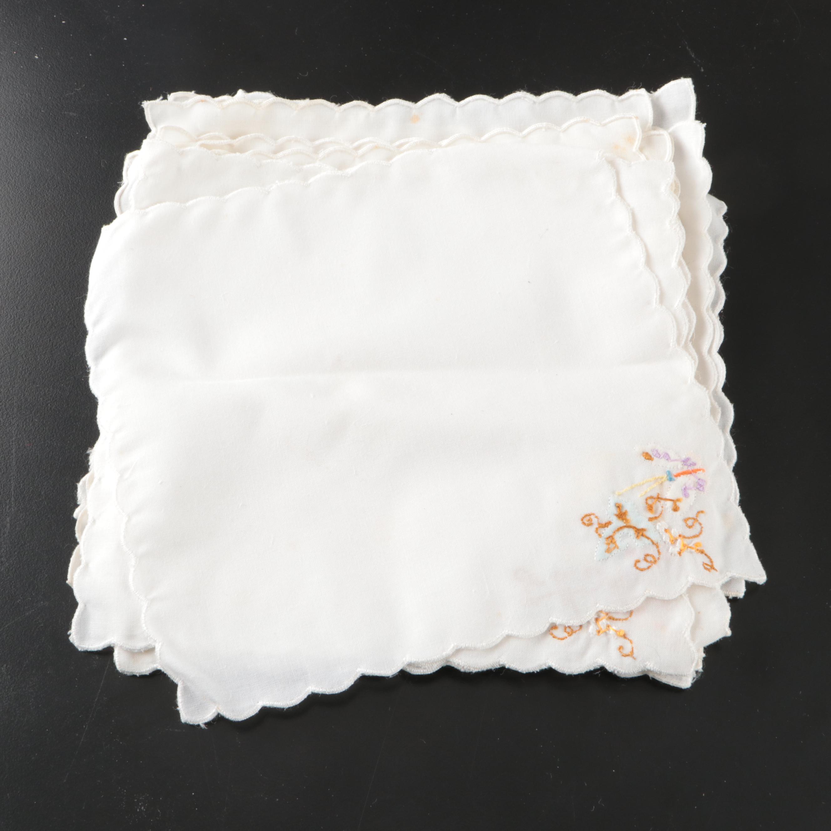 Hand-Embroidered, Applique, and Other Floral Napkins with Vintage Ephemera