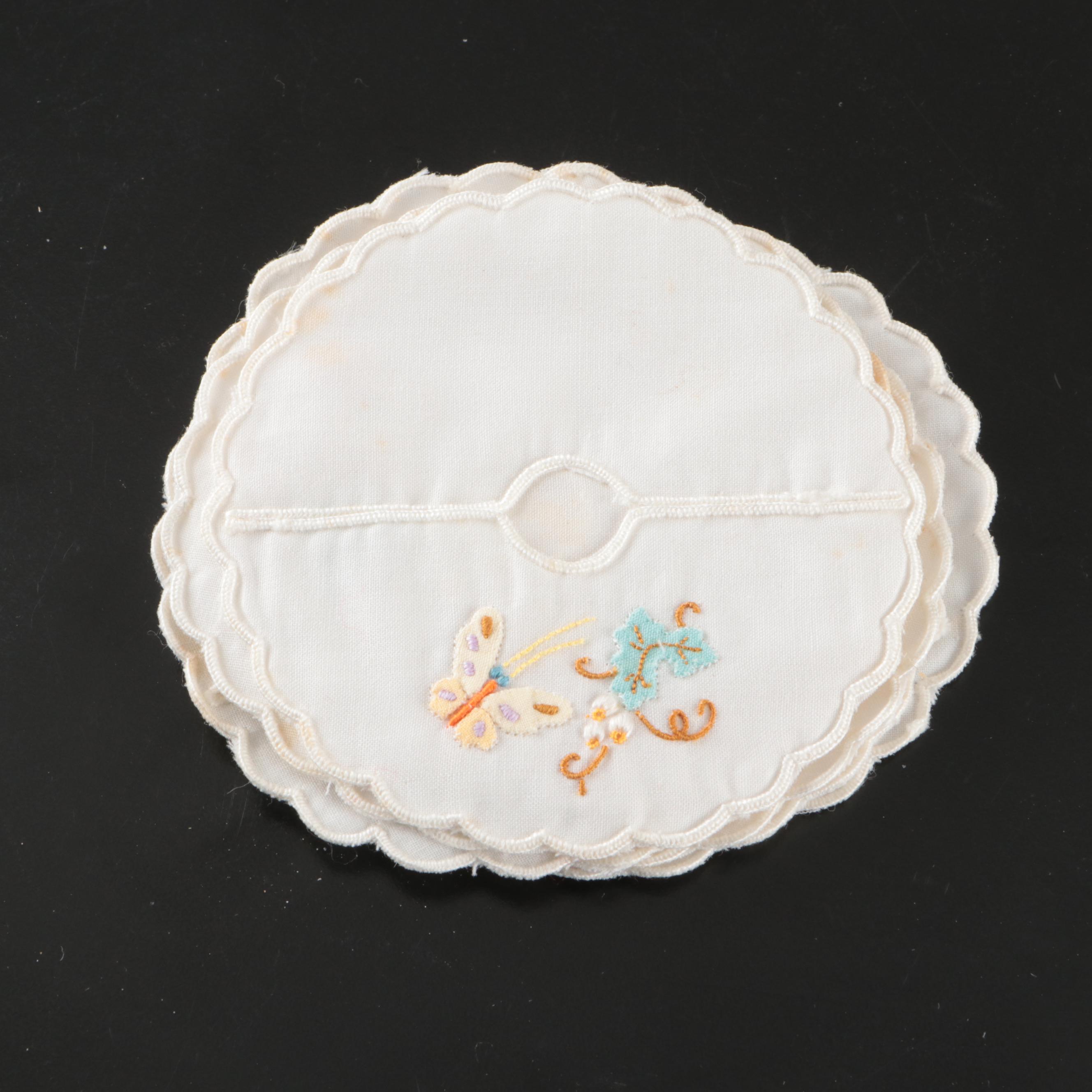 Hand-Embroidered, Applique, and Other Floral Napkins with Vintage Ephemera