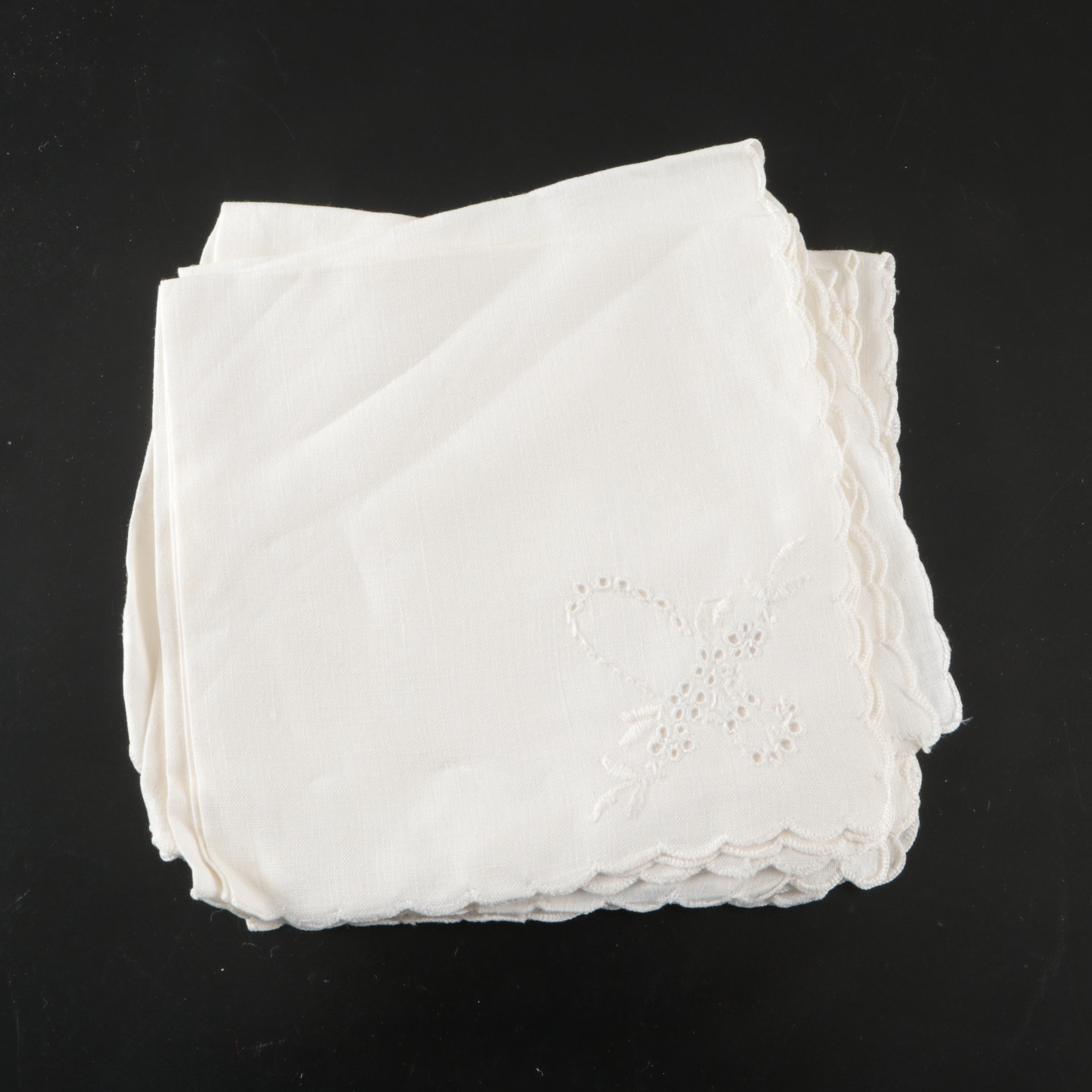 Hand-Embroidered, Applique, and Other Floral Napkins with Vintage Ephemera