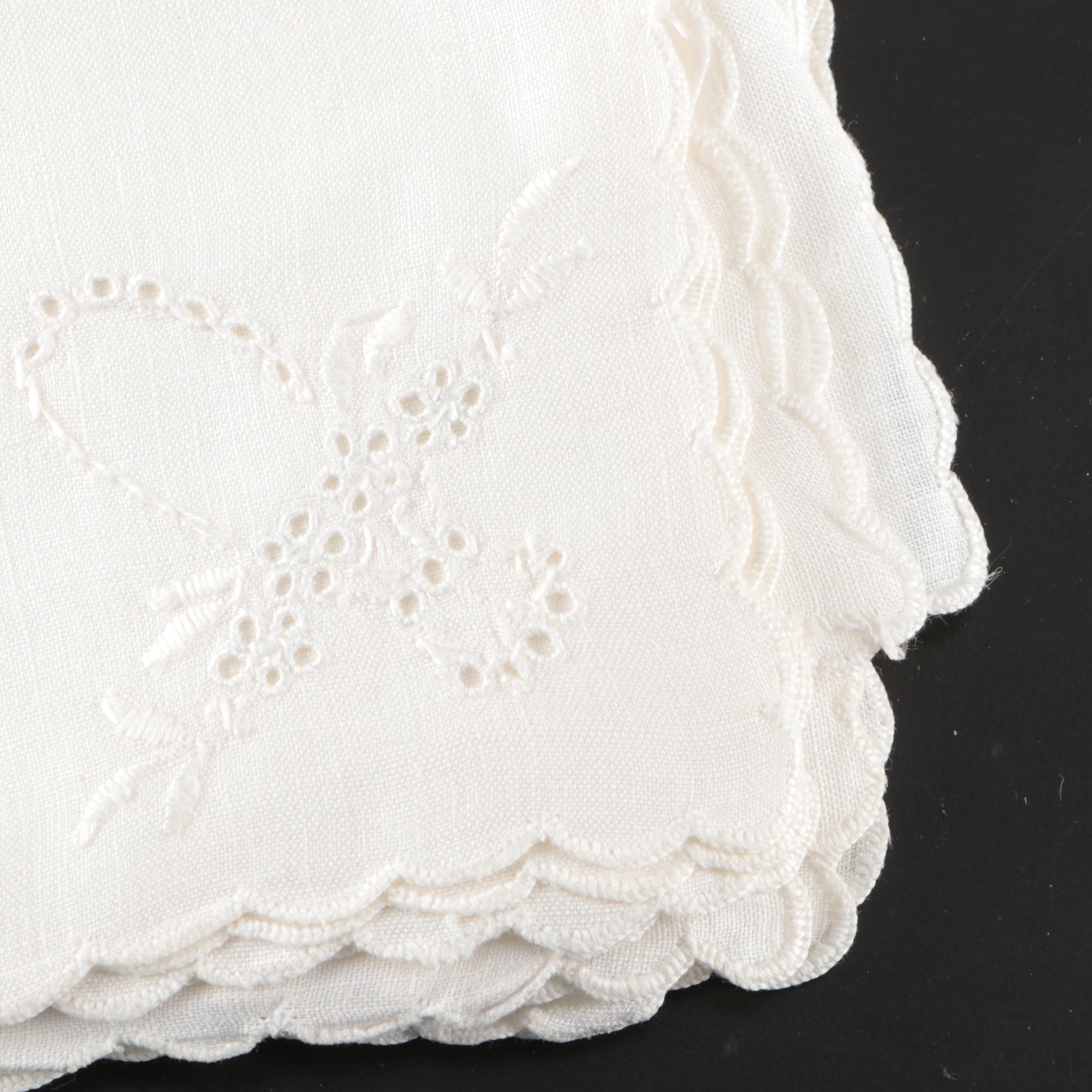 Hand-Embroidered, Applique, and Other Floral Napkins with Vintage Ephemera